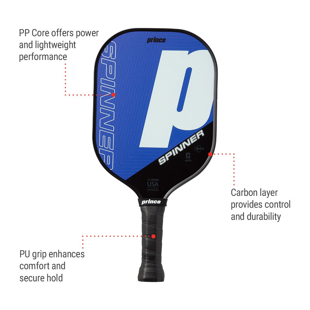 Prince Spinner Senior Pickleball Paddle