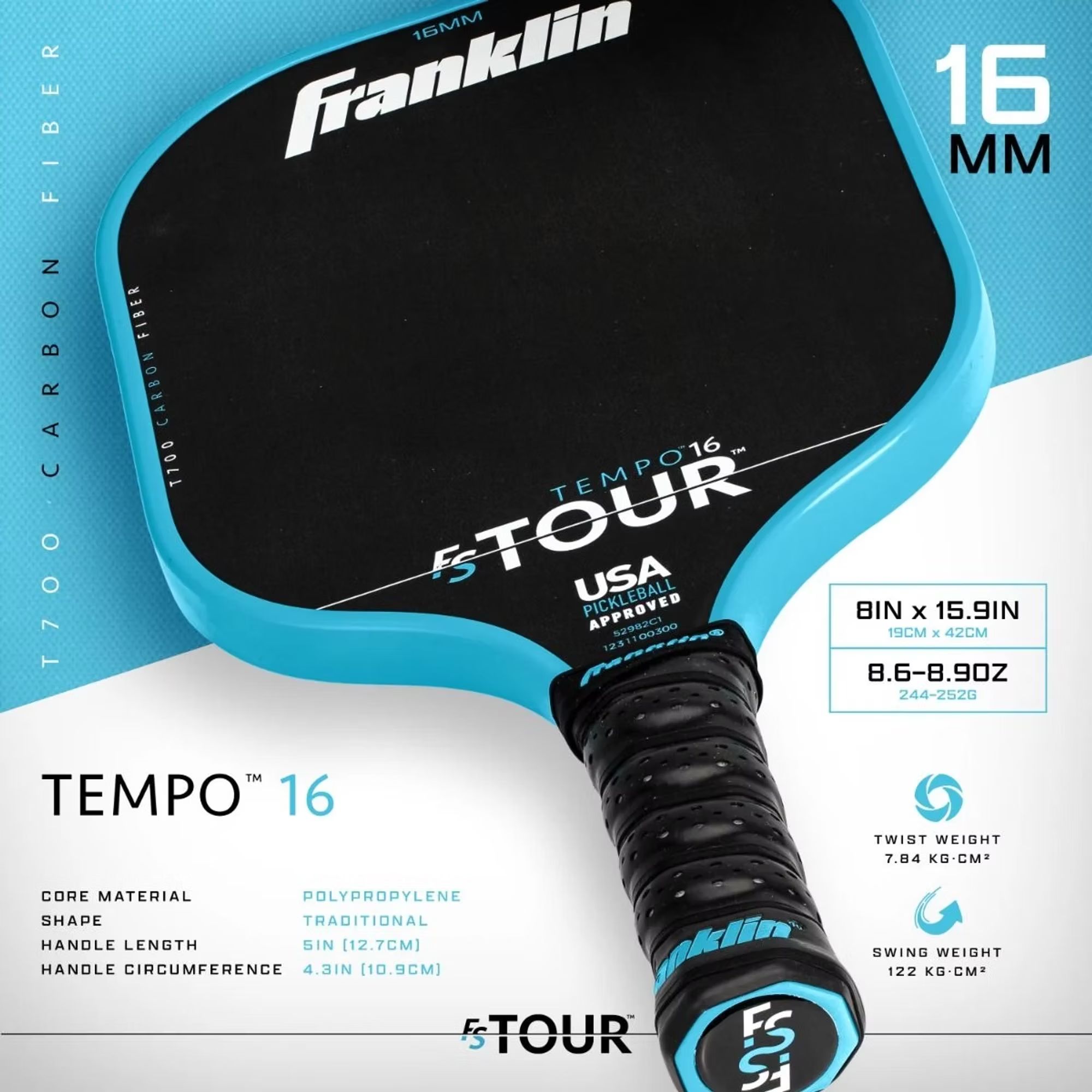 Franklin Tour Tempo 16mm RC Senior Pickleball Paddle