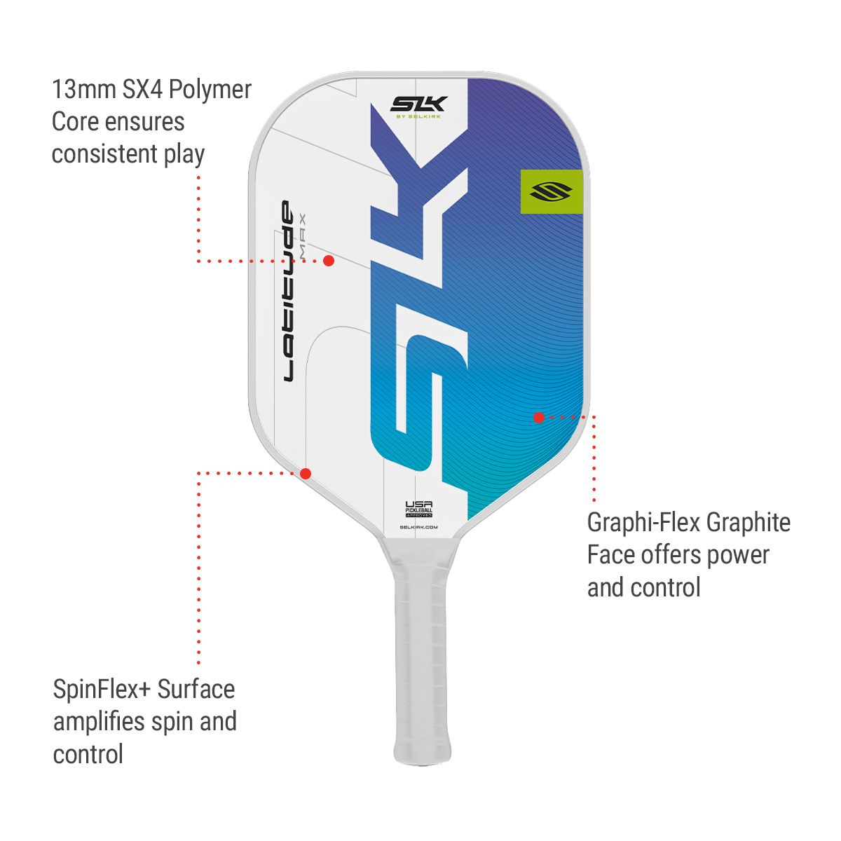 Selkirk Latitude Max Senior Pickleball Paddle - 13mm