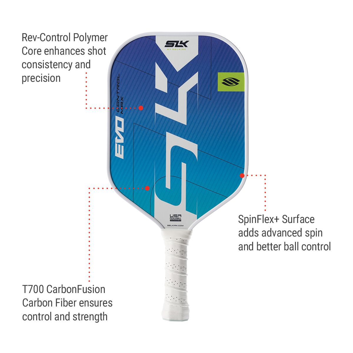 Selkirk Evo Control Max Senior Pickleball Paddle - 16mm