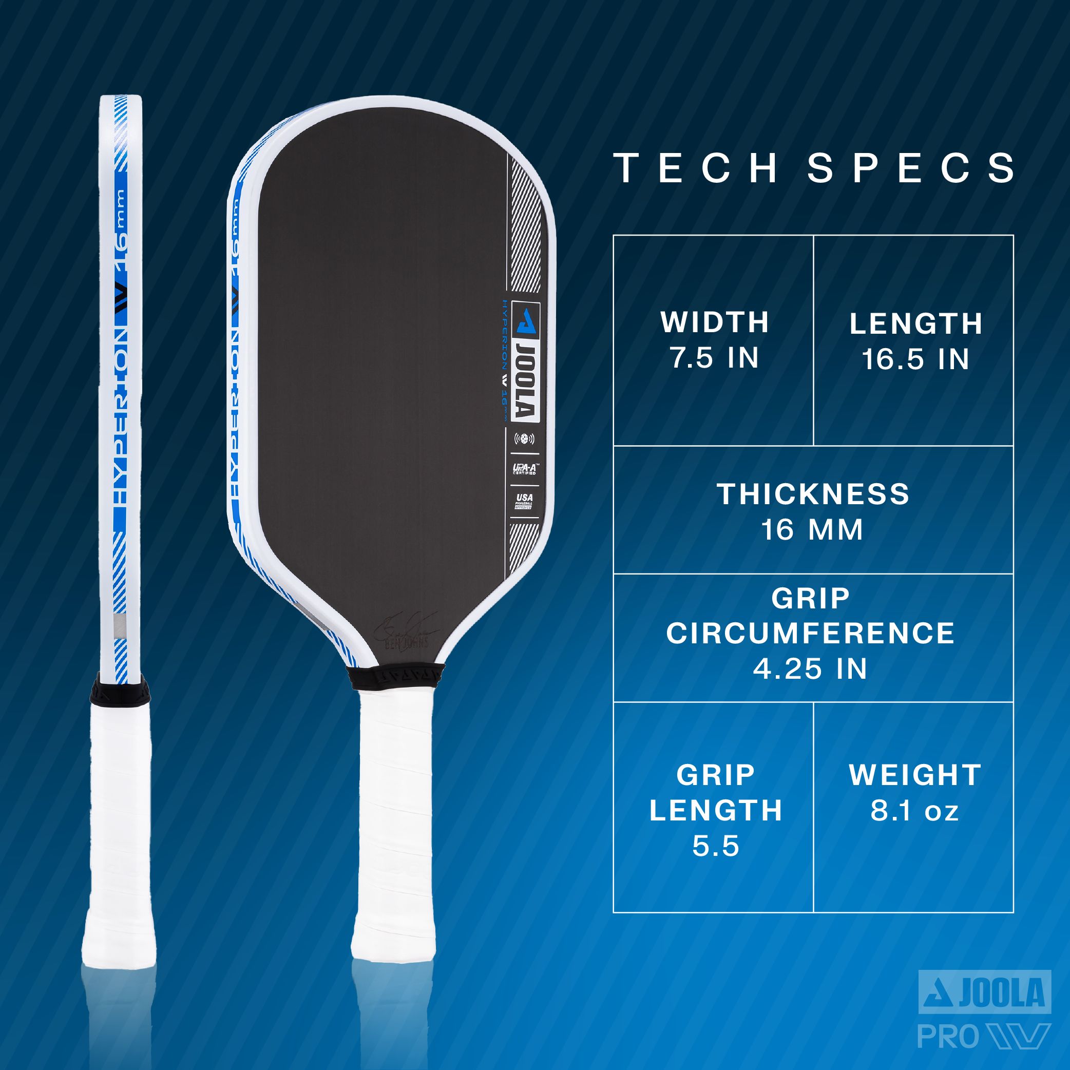 JOOLA Ben Johns Hyperion Pro IV 16 mm Pickleball Paddle