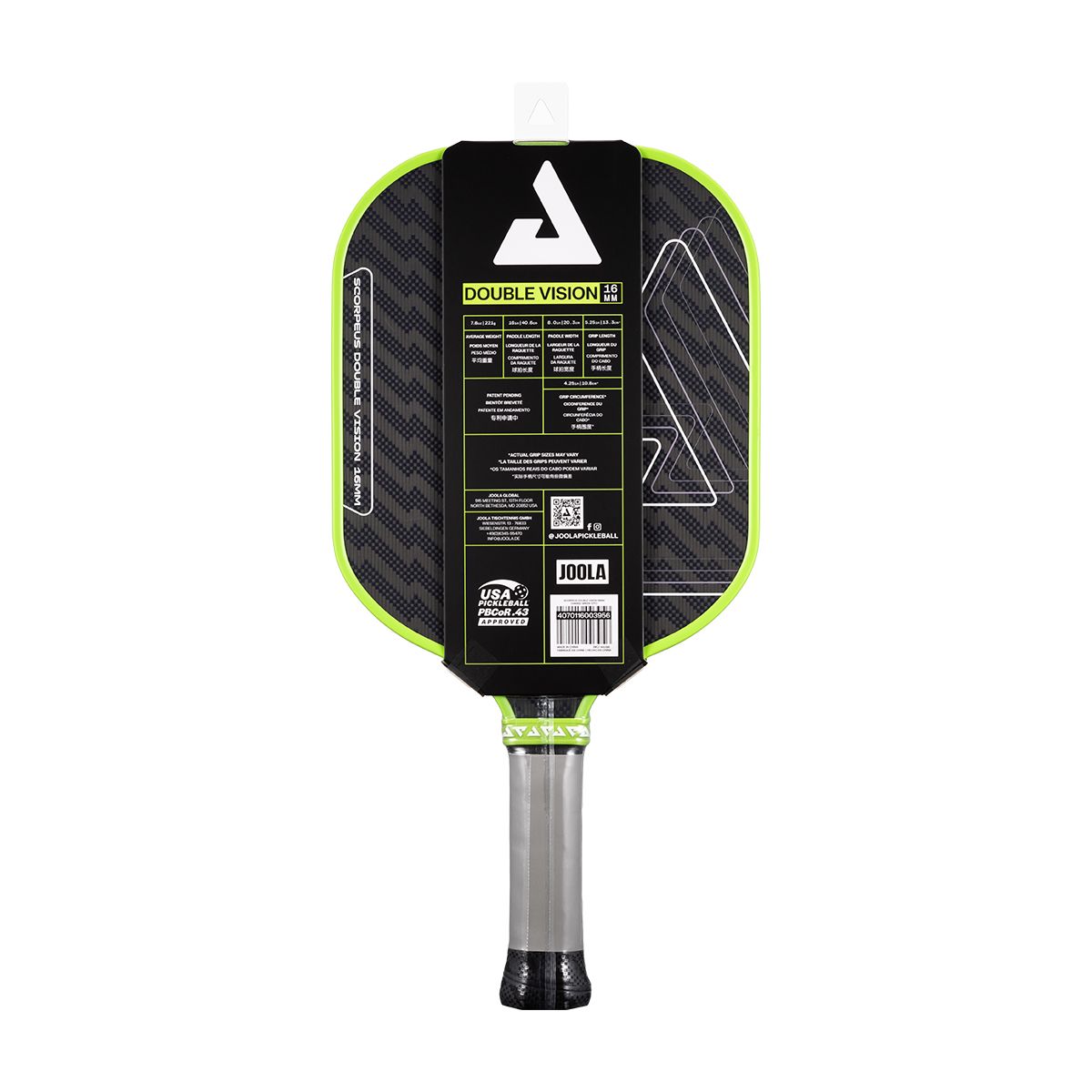 JOOLA Double Vision Edge Scorpeus 16 mm Senior Pickleball Paddle