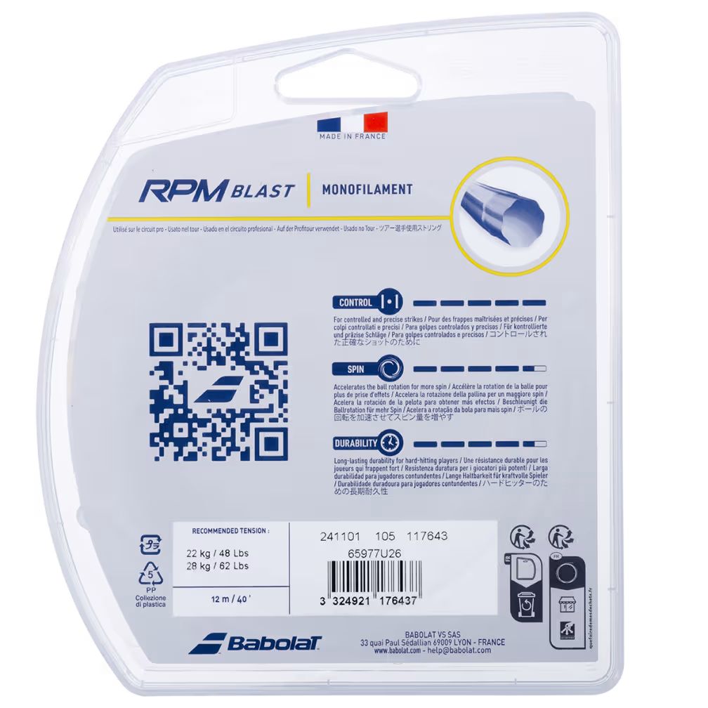 Babolat RPM Blast 17 Tennis String Back_Flat
