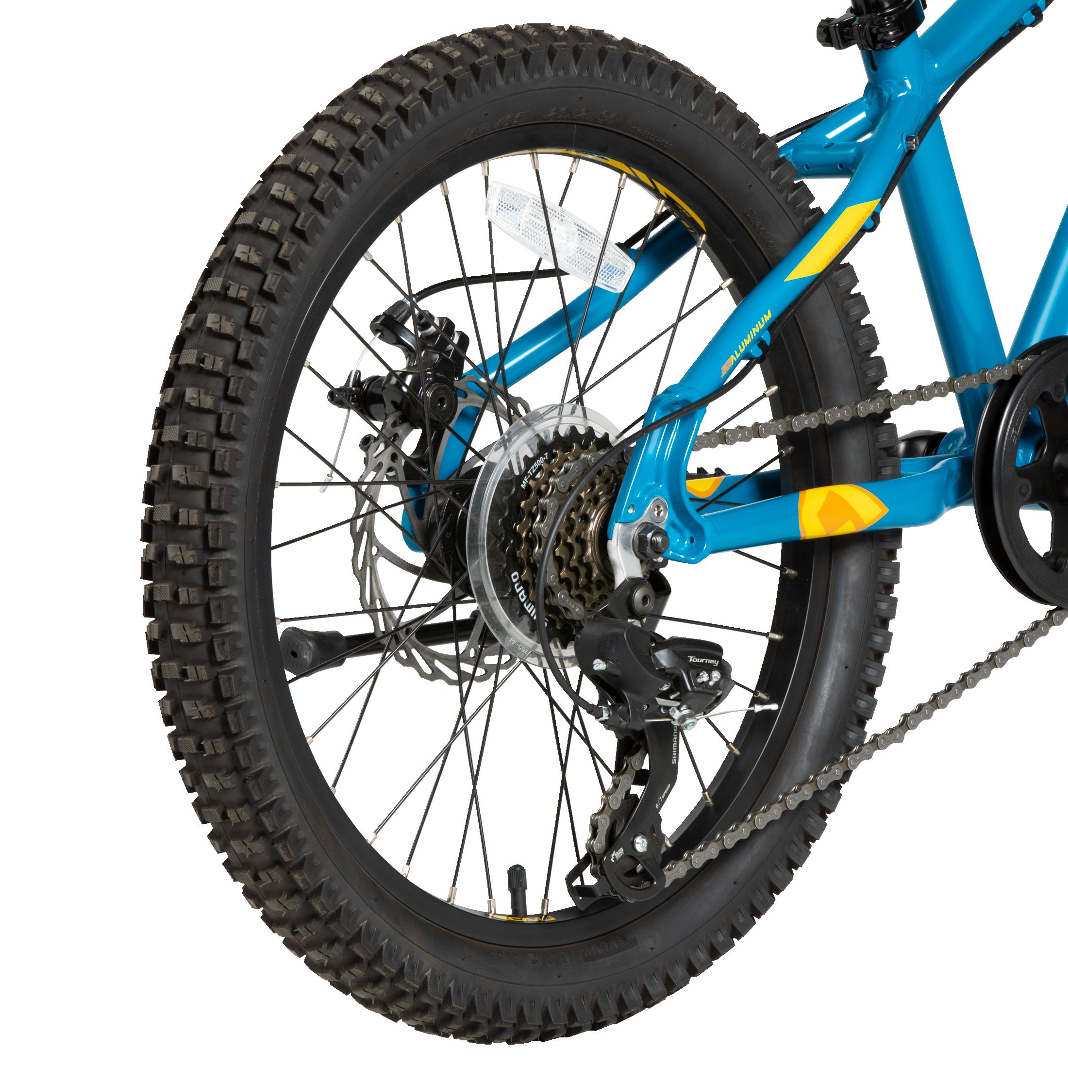Diamondback Kids' Snake 20" Mountain Bike, 7 Speed, Aluminum Frame, Mechanical Disc Brakes CloseUp