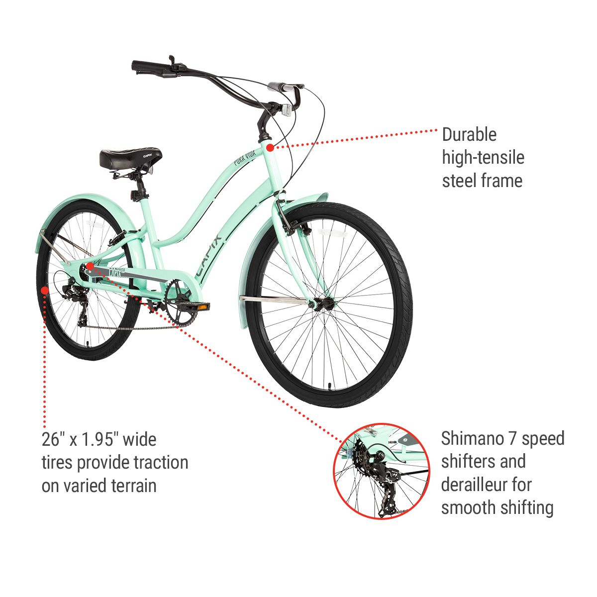 Capix Women's Pura Vida 26" Cruiser Comfort Bike