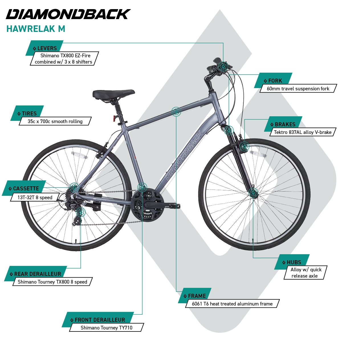 Diamondback Hawrelak 700C Hybrid Bike