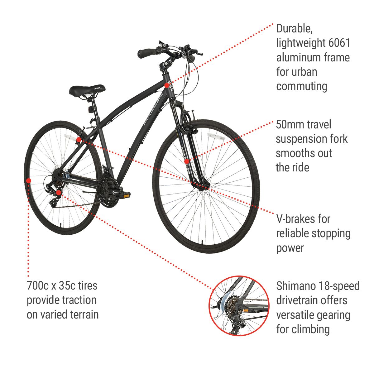 Nakamura Brunswick 700C Mens Hybrid Bike