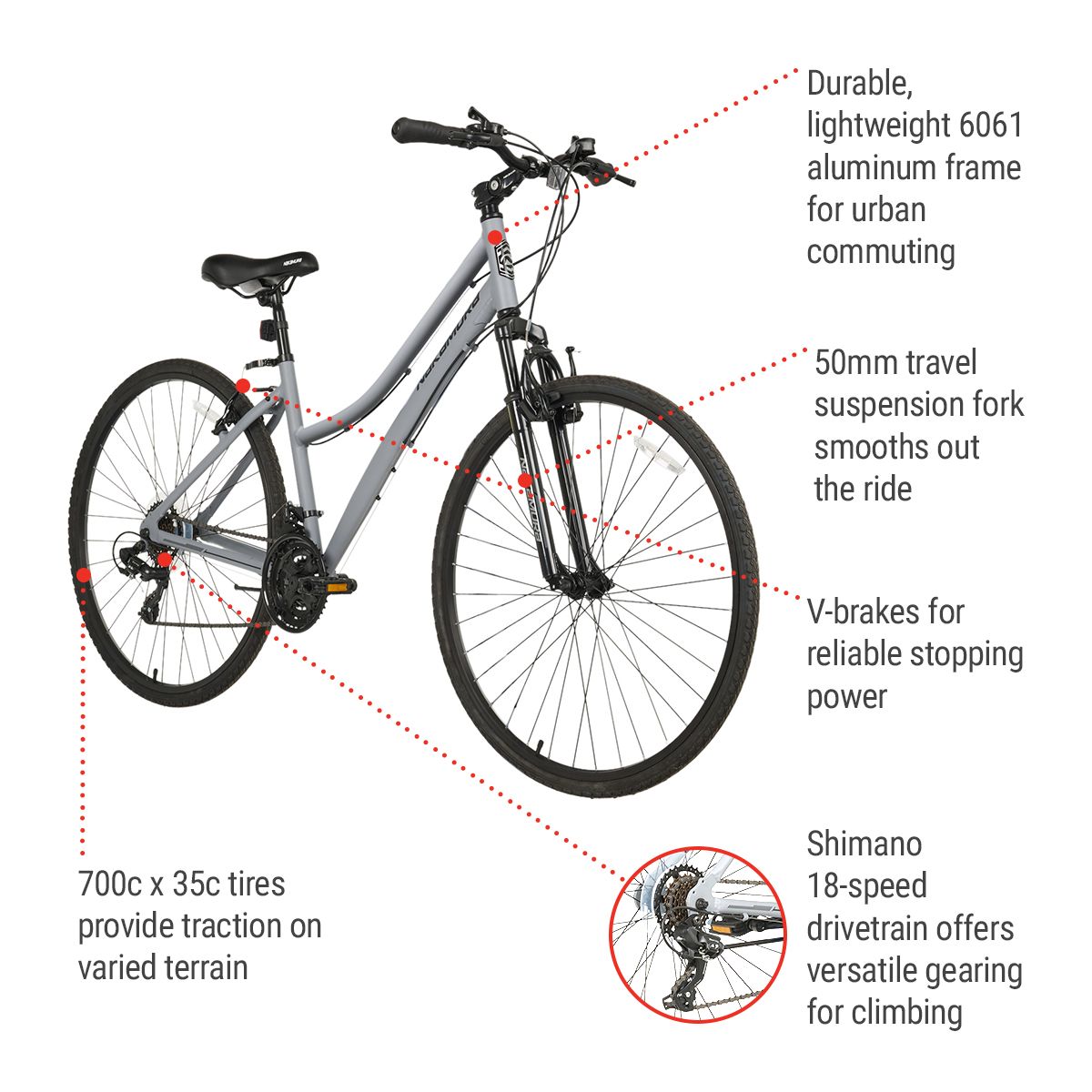 Nakamura Brunswick 700C Stepthrough Women's Hybrid Bike