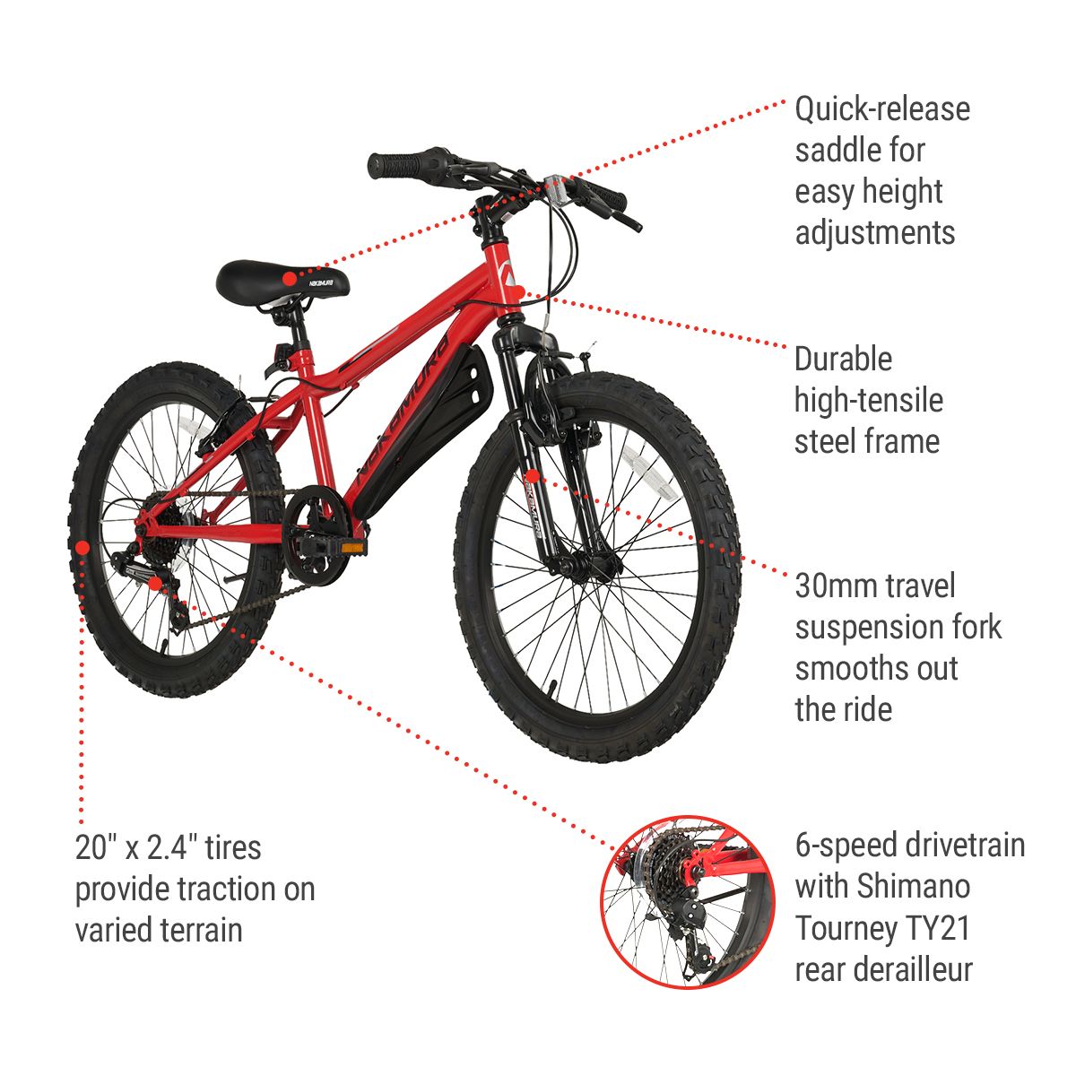 Nakamura PROTEGE 20" Junior Mountain Bike Front_Angled_Right