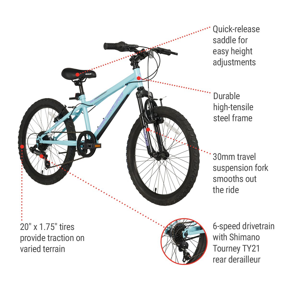 Nakamura Glade 20" Junior Mountain Bike Front_Angled_Right