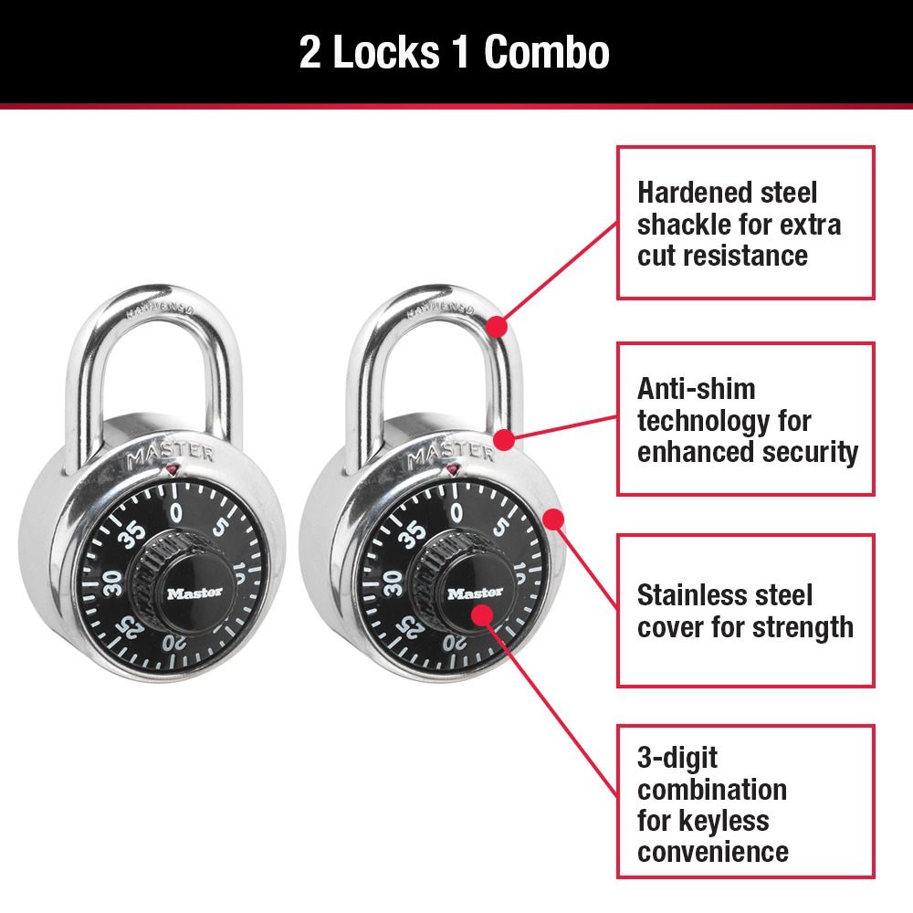 Master Lock 48mm Padlock, Locker, Combination