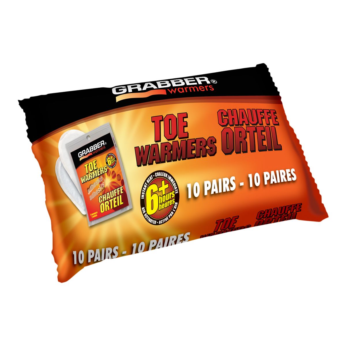 Grabber 10 Pack Portable Long Lasting Toe Warmer
