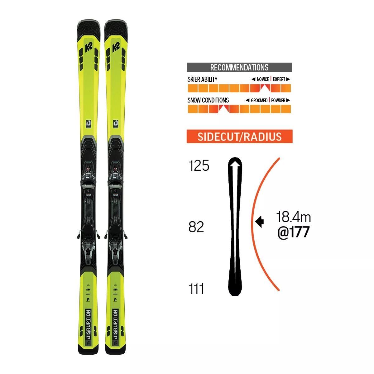 K2 Disruption 82TI Men's Skis 2020/21 & Marker MXCELL 12TCx Bindings