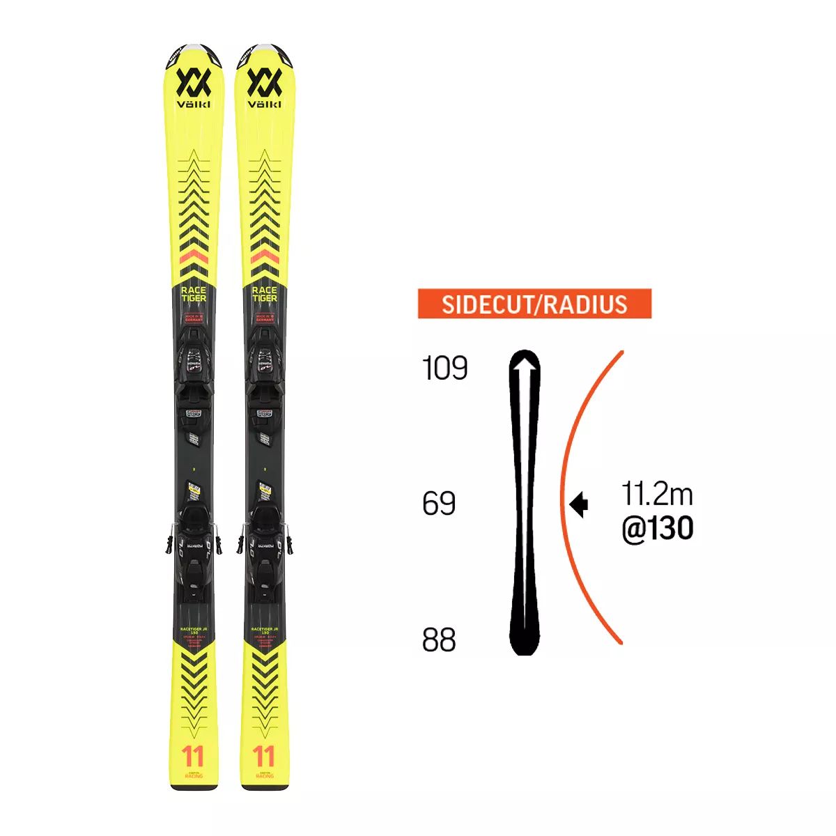 Völkl Racetiger Junior Skis 2020/21 & Marker 4.5 Vmotion Junior