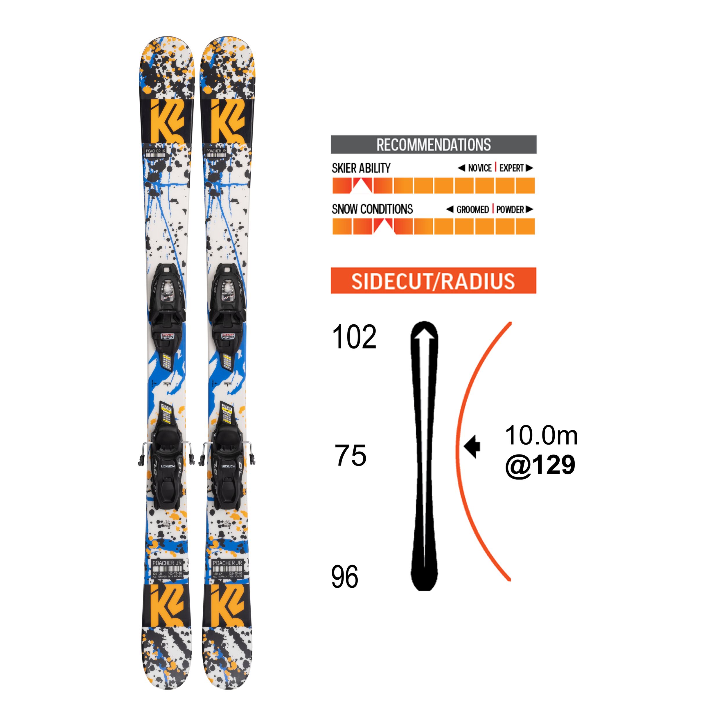 K2 Poacher Junior Skis 2021/22 & Marker FDT 7.0 Bindings