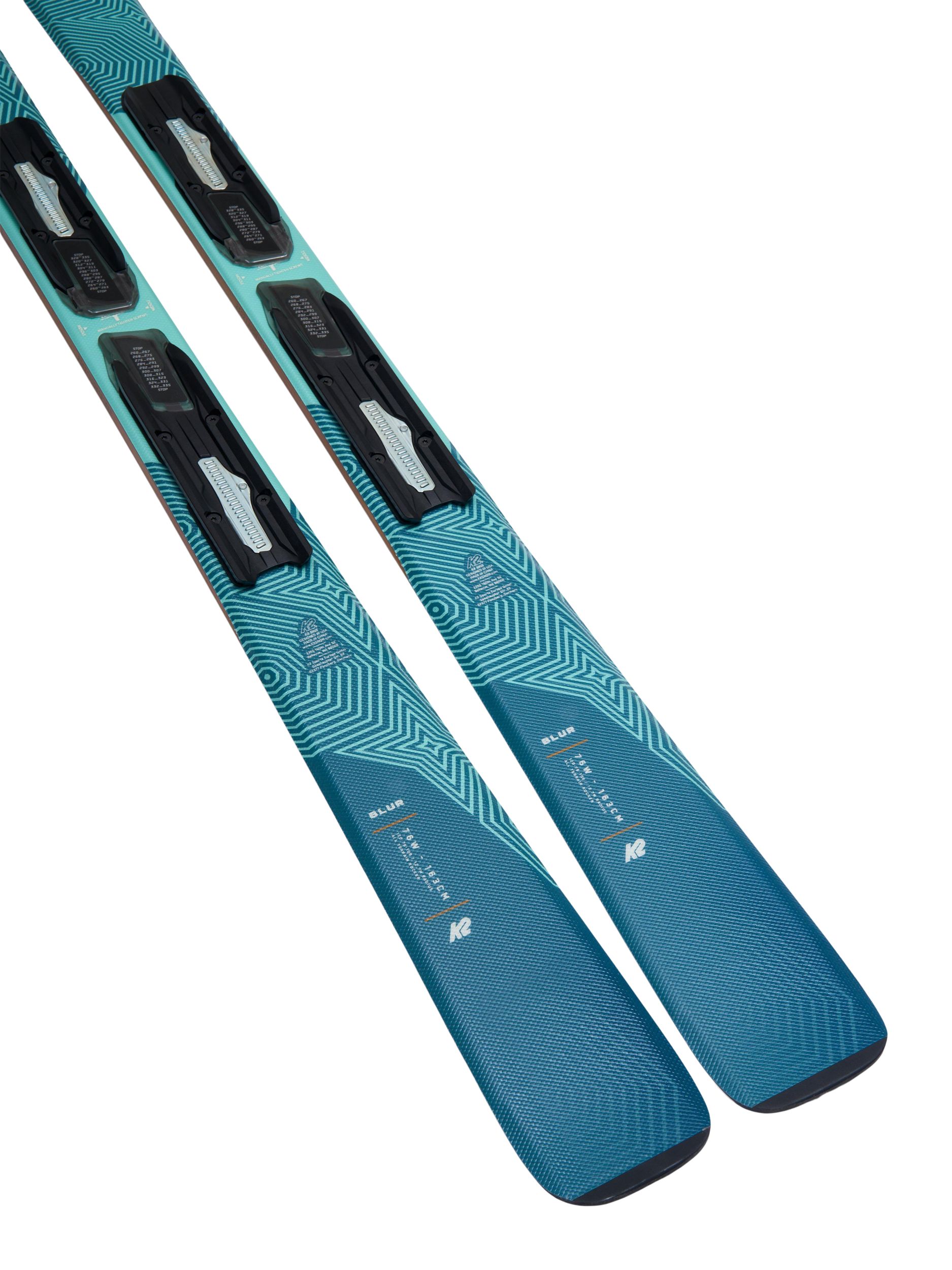 K2 Blur 76 Women's Skis & Quikclik Free Bindings for High-Speed Piste Performance