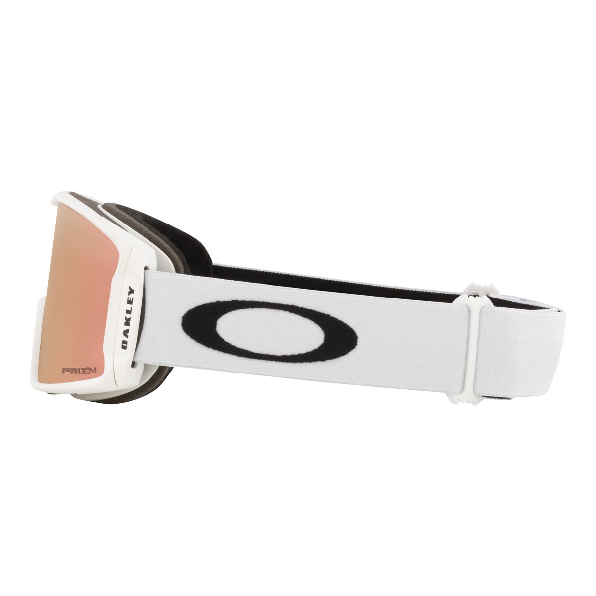 Oakley Line Miner™ Women's Ski & Snowboard Goggles 2023 White with Prism Rose Gold Lens Side_Left