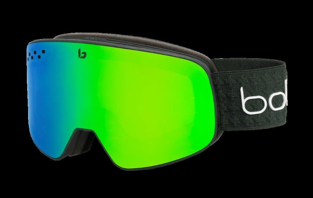 Bolle Nevada Ski & Snowboard Goggles 2023/24 Forest with Green Emerald Lens Front_Three_Fourths_Angled_Left