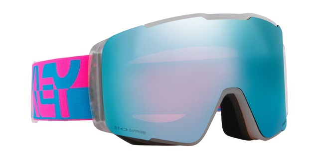 Oakley Line Miner™ Pro L Ski & Snowboard Goggles 2024 Black Pink with Sapphire & Ice Lens Front_Angled_Right