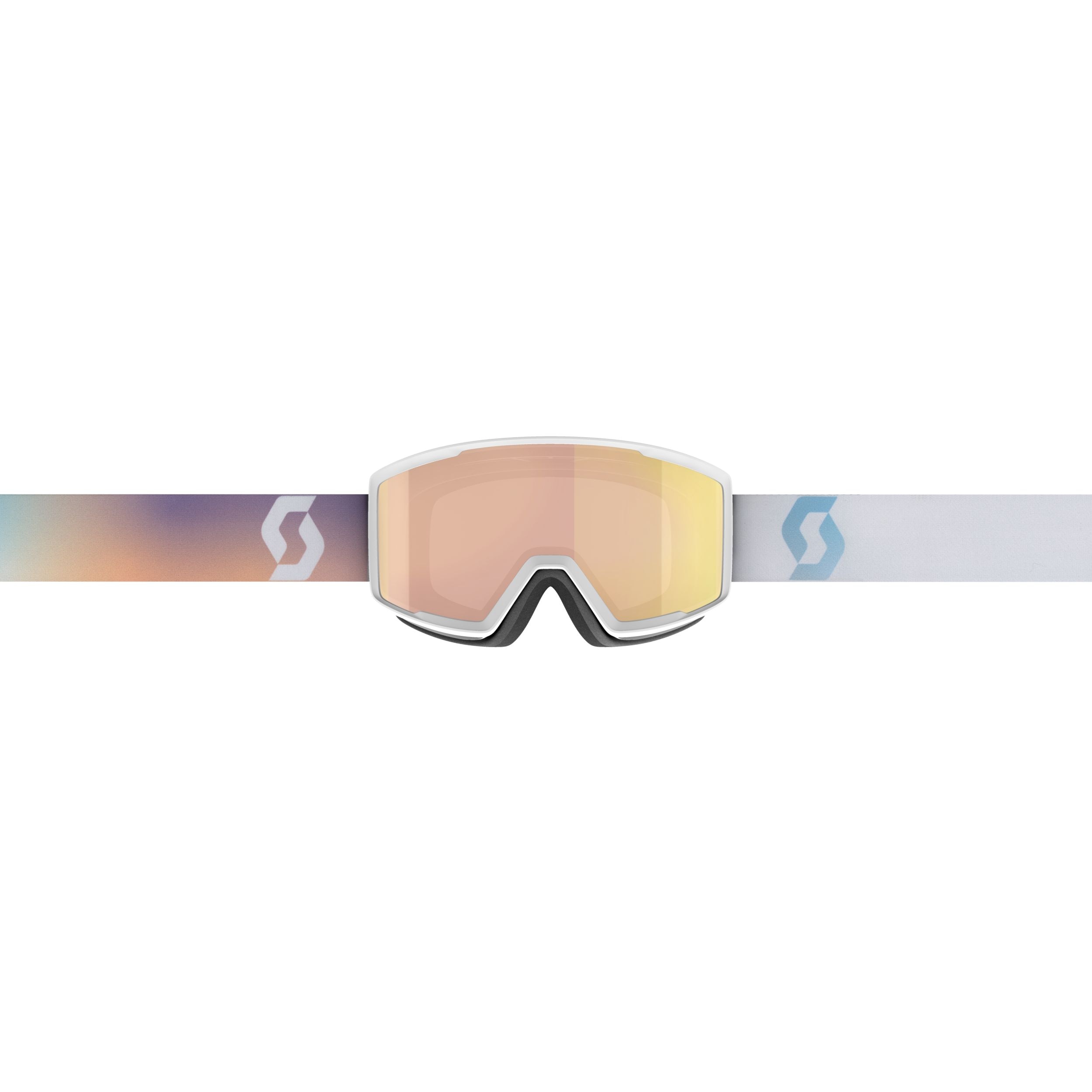 Scott Factor Pro Ski & Snowboard Goggles White with Soft Pink Rose Chrome Lens Front_Flat