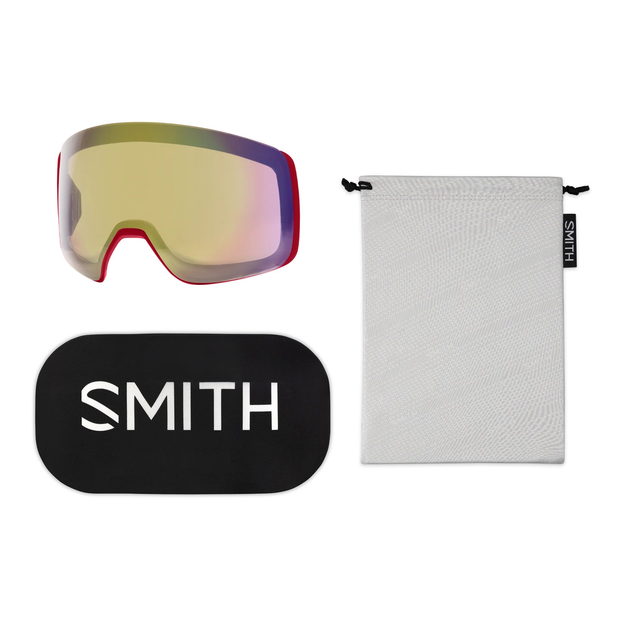 Smith 4D MAG Ski & Snowboard Goggles - Black with Sun Red Mirror