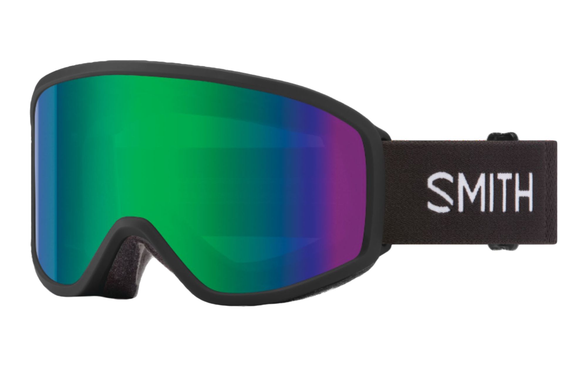 Smith Reason OTG Ski & Snowboard Goggles - Black with Green Sol-X Mirror Lens Front_Angled_Left