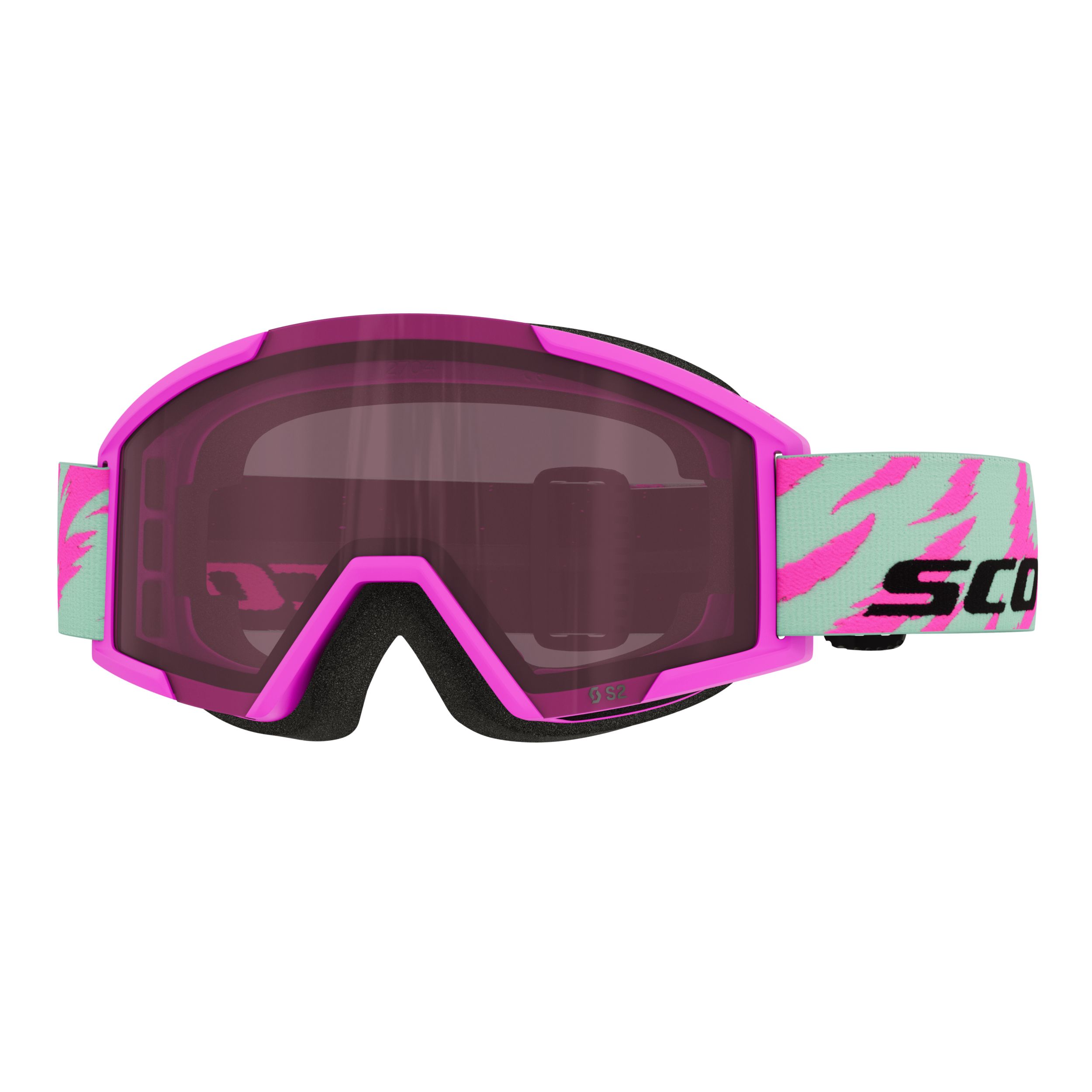 Scott Shield Ski & Snowboard Goggles 2026 - Pink Green with Rose Lens Front_Flat