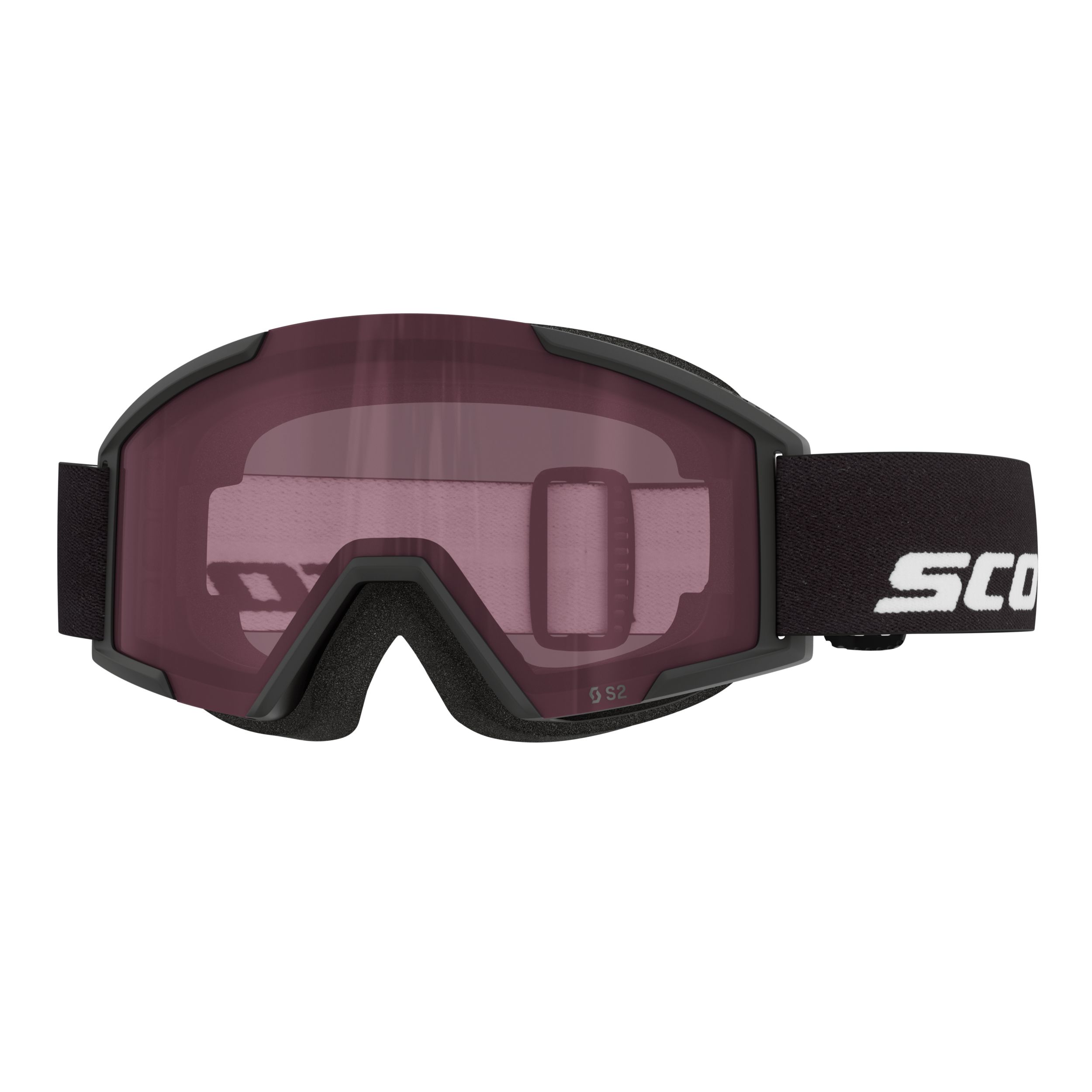 Scott Shield Ski & Snowboard Goggles 2026 - Black with Rose Lens Front_Flat