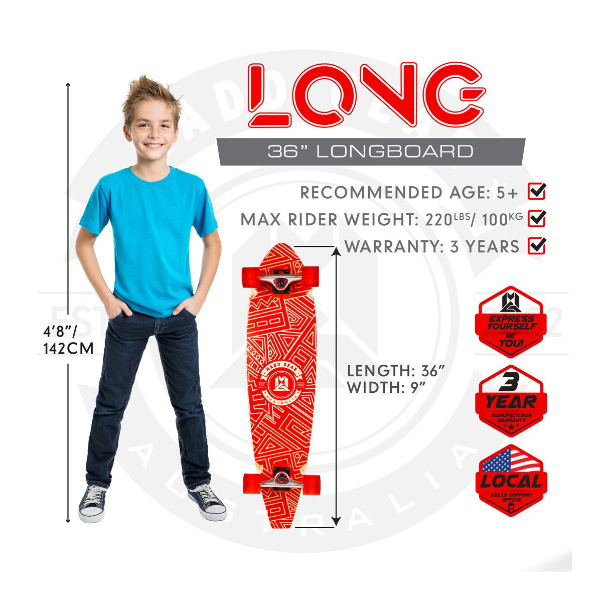 Madd Gear 36 Inch Longboard Bottom_Flat