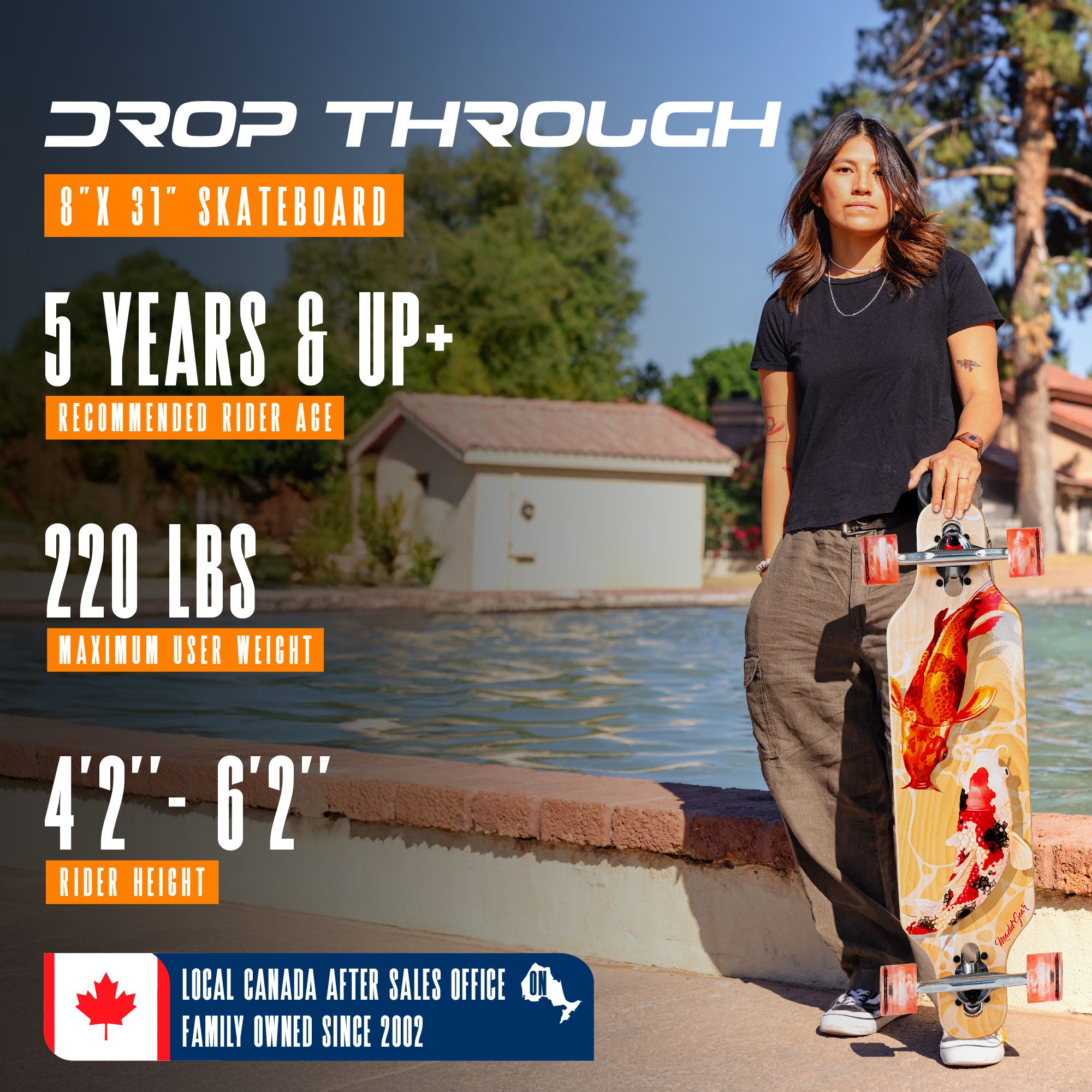 Madd Gear 31" Drop Through Cruiser Skateboard Bottom_Plunge