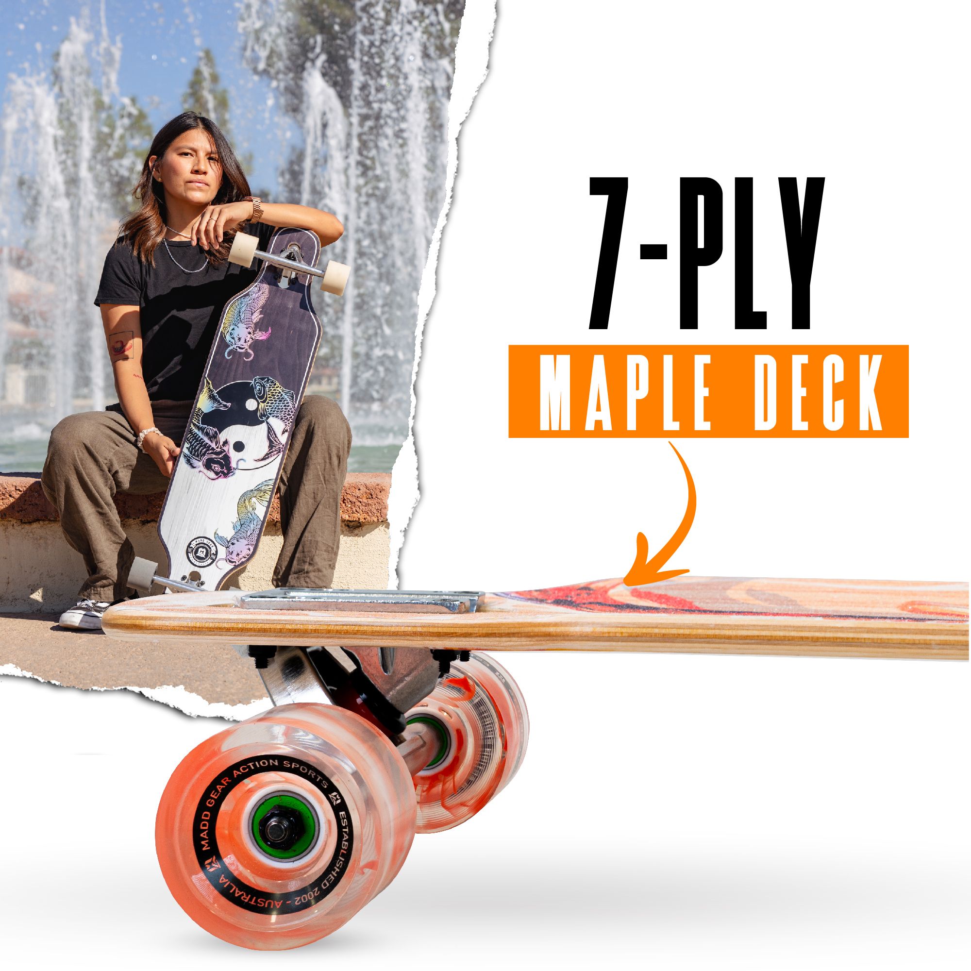 Madd Gear 31" Drop Through Cruiser Skateboard CloseUp