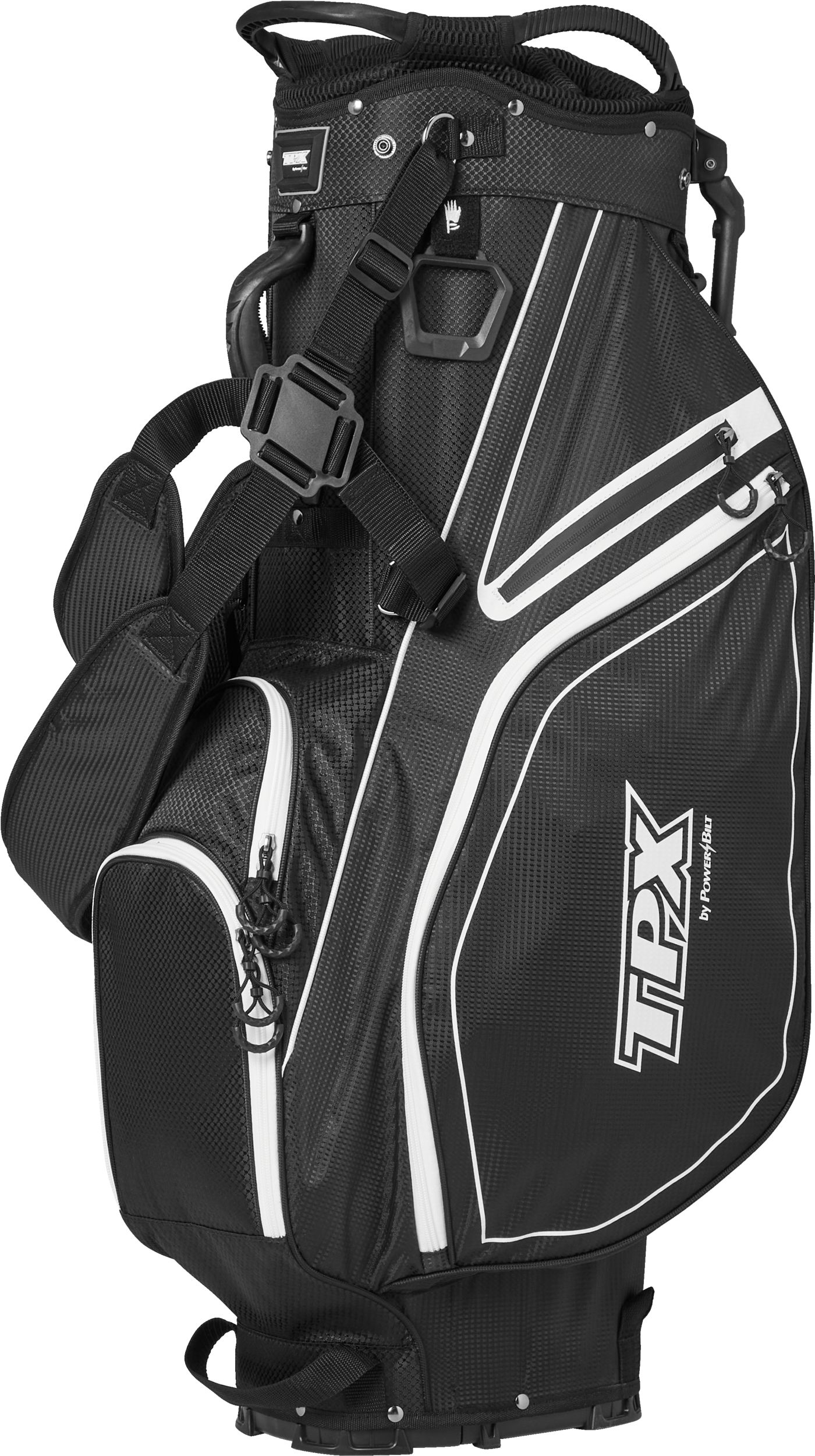 Powerbilt TPX 2.0 Stand Golf Bag Front_Three_Fourths_Angled_Left