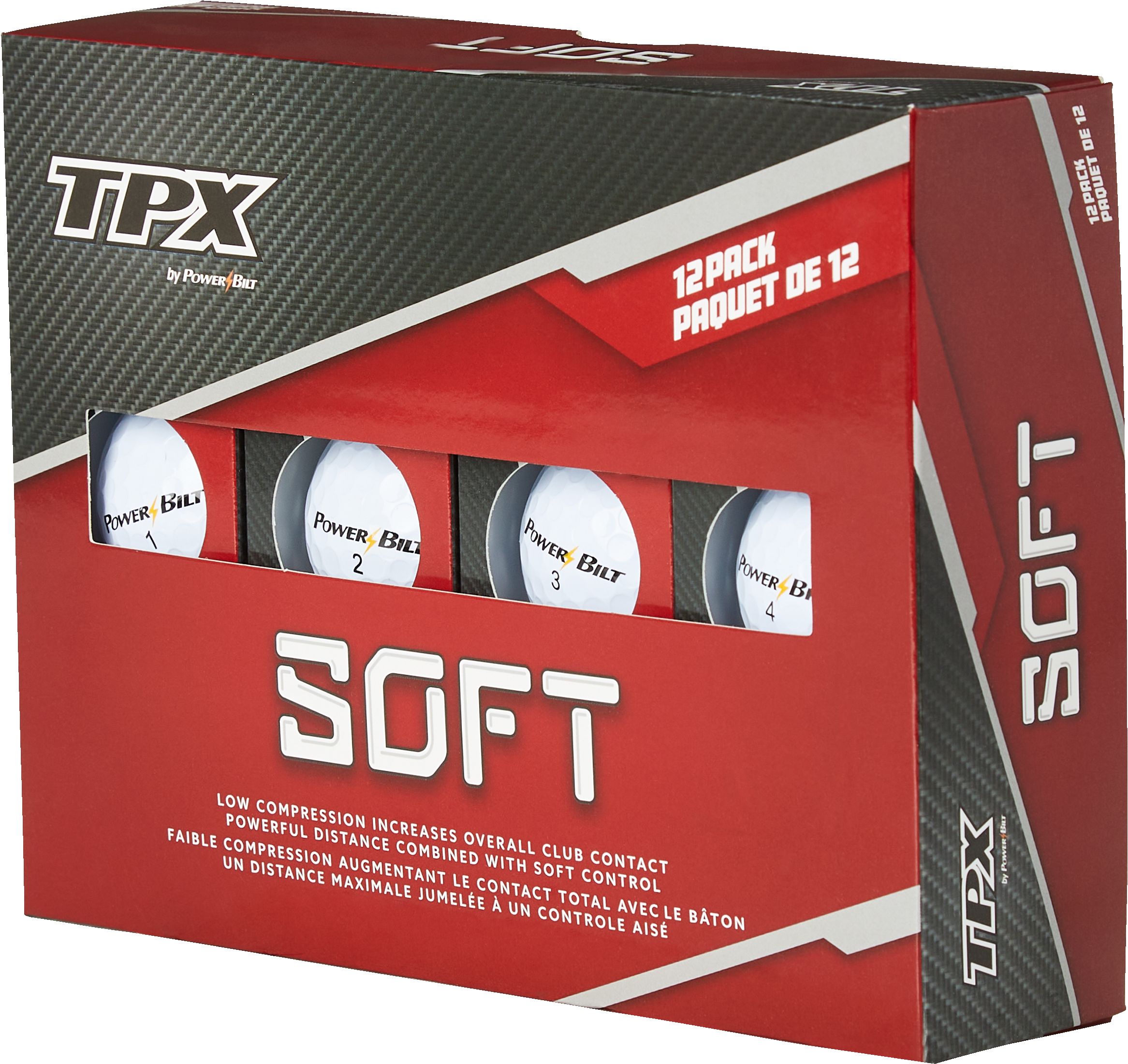 Powerbilt Soft Golf Balls, 12 Pack Front_Three_Fourths_Angled_Left