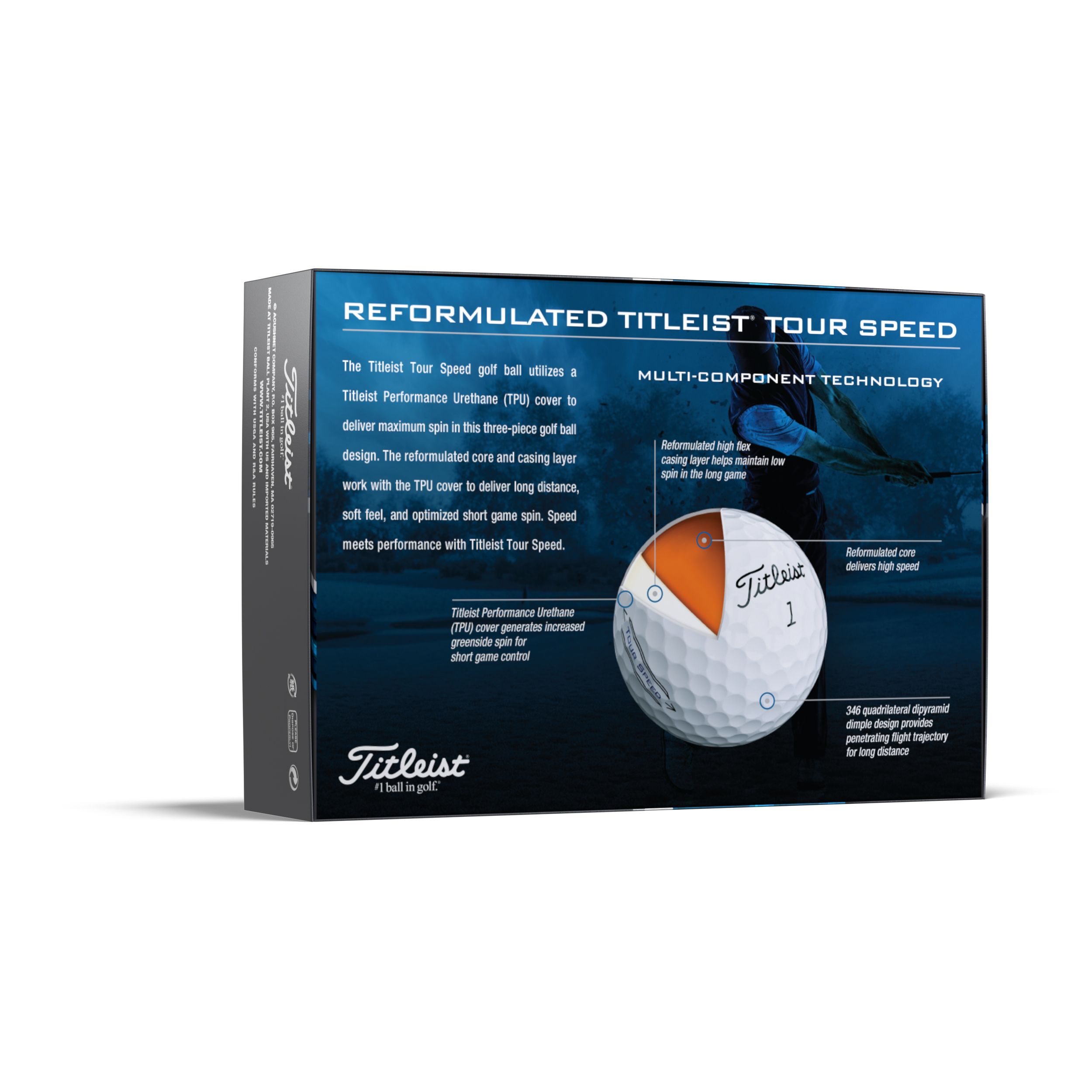 Titleist Tour Speed&nbsp; Prior Gen White Golf Balls - 12 Pack Back_Angled_Left