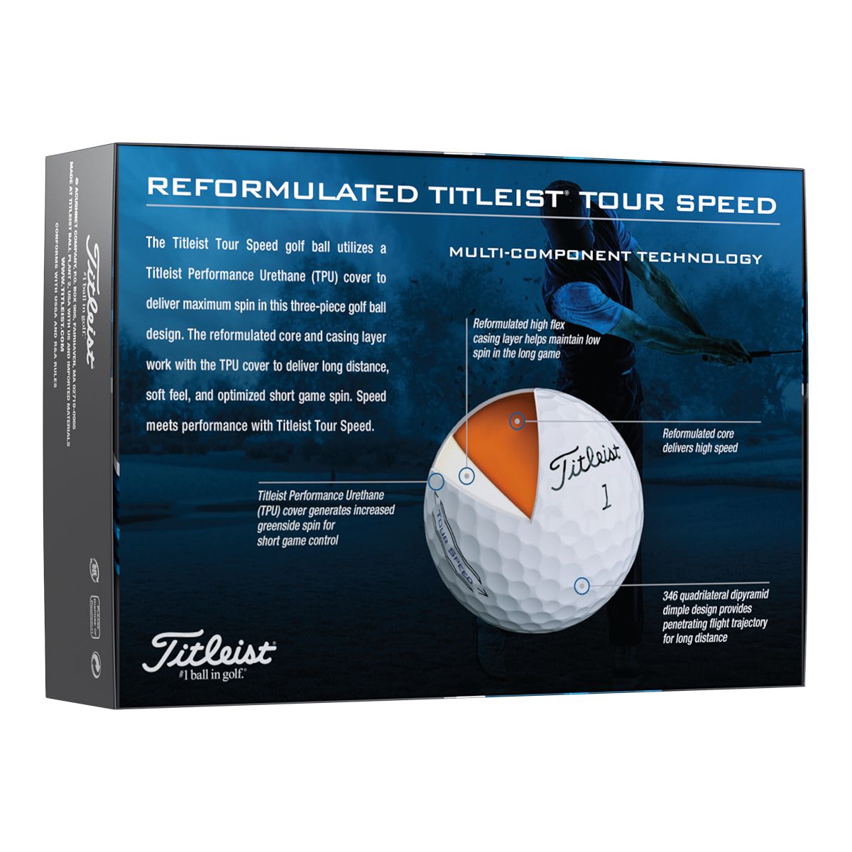 Titleist Tour Speed&nbsp; Prior Gen White Golf Balls - 12 Pack Back_Angled_Left