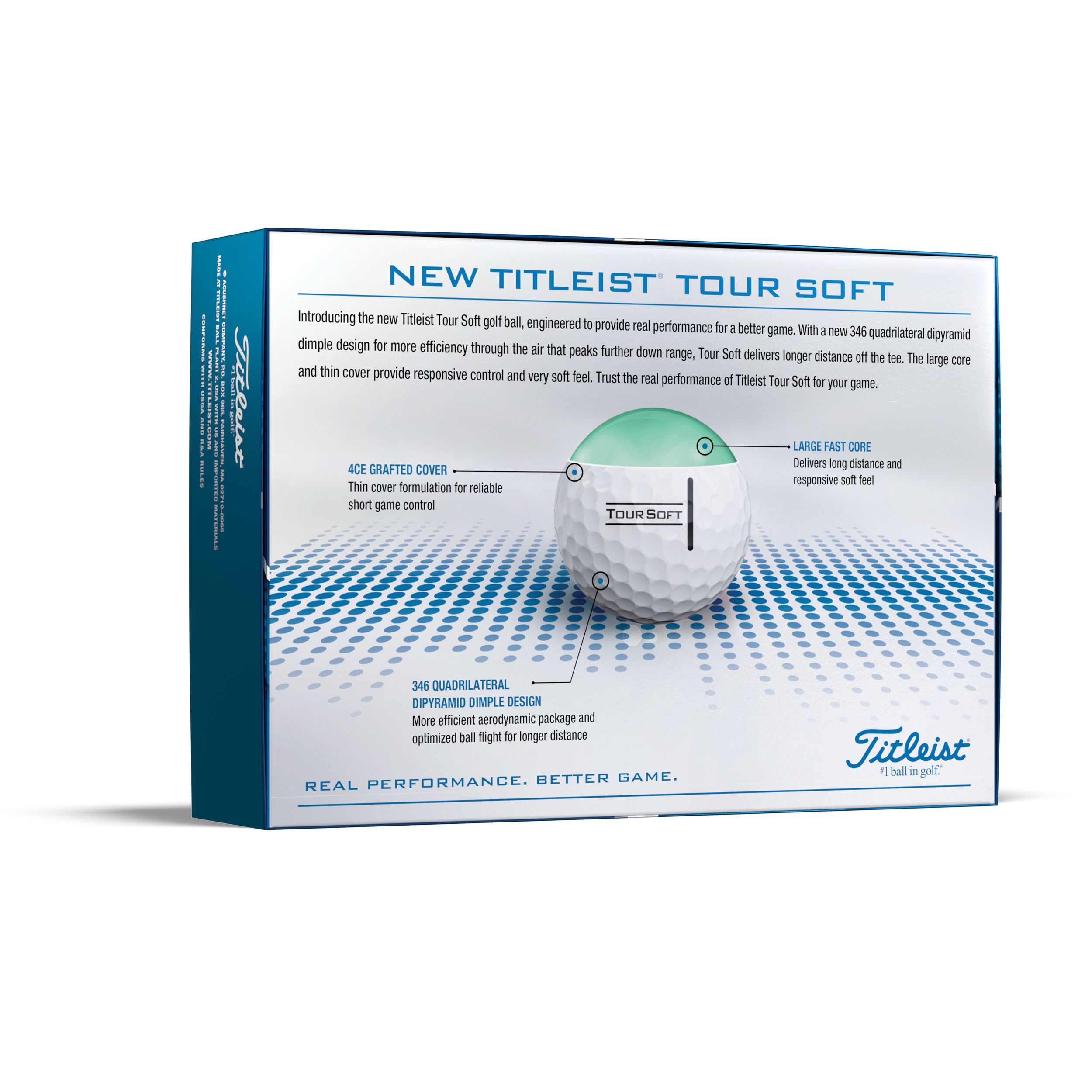 Titleist Tour Soft Prior Gen White Golf Balls - 12 Pack Back_Angled_Right