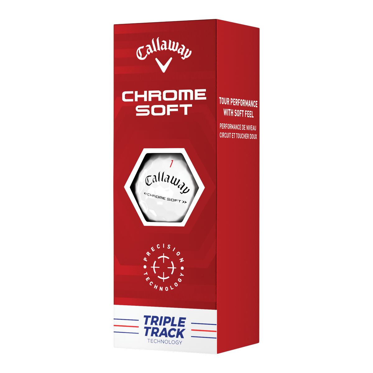 Callaway Chrome Soft Triple Track Golf Balls, 12 Pack Front_Three_Fourths_Angled_Left