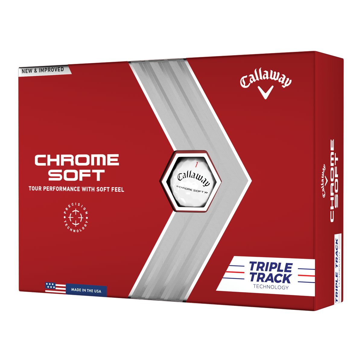 Callaway Chrome Soft Triple Track Golf Balls, 12 Pack Front_Three_Fourths_Angled_Left