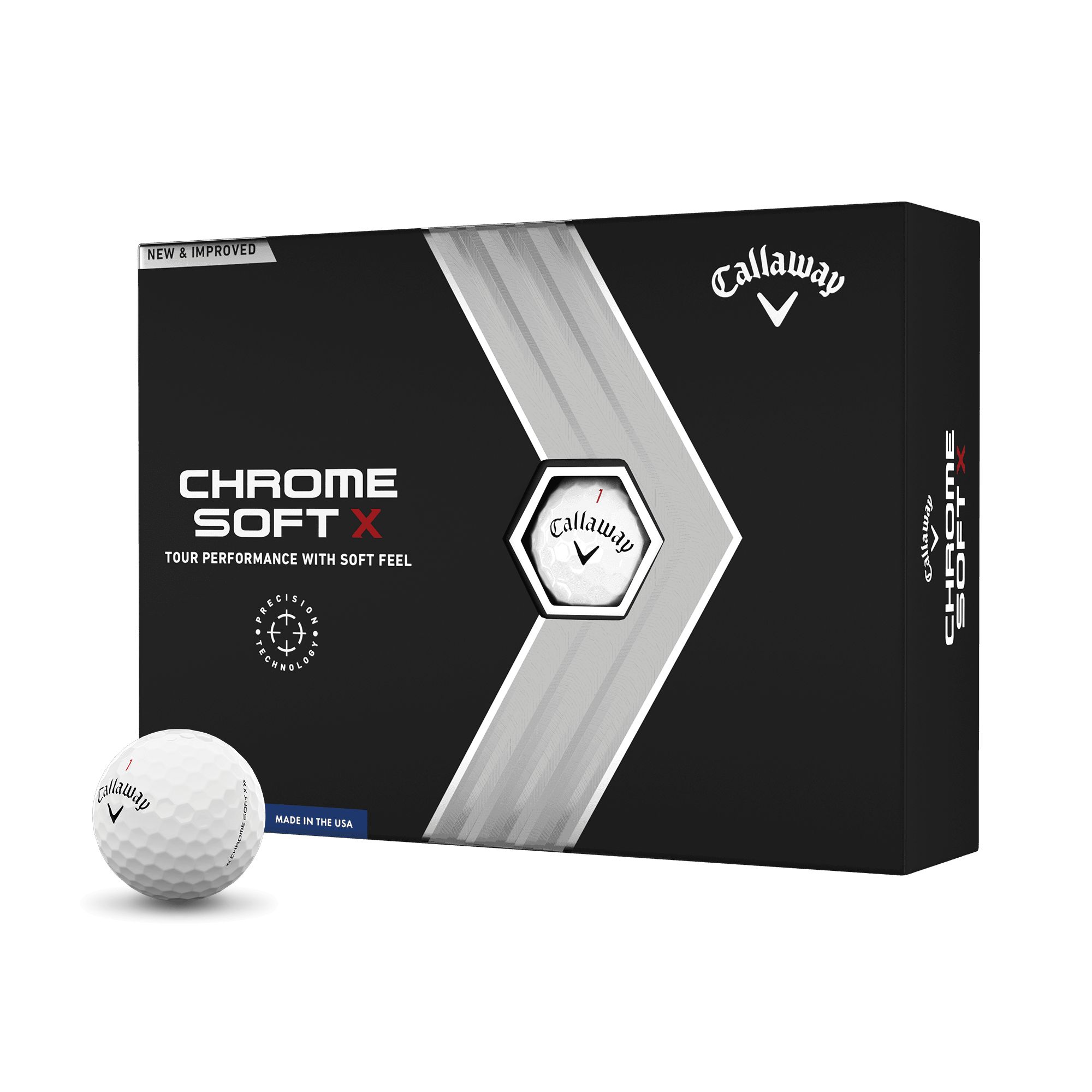 Callaway Chrome Soft X Golf Balls, 12 Pack Front_Angled_Left