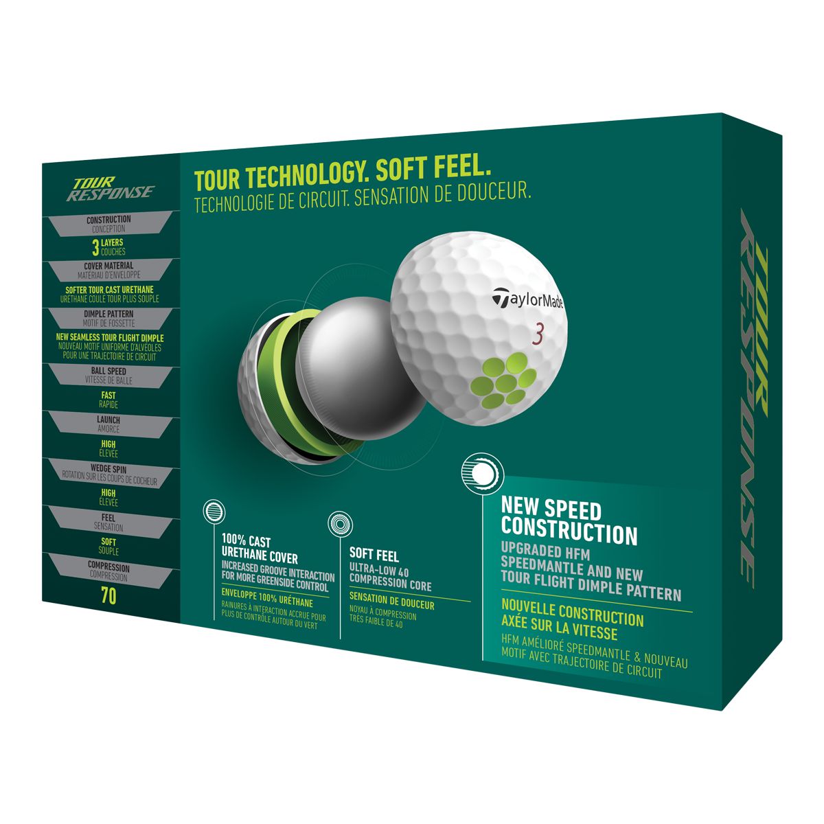 Taylormade Tour Response Golf Balls, 12 Pack Back_Angled_Right