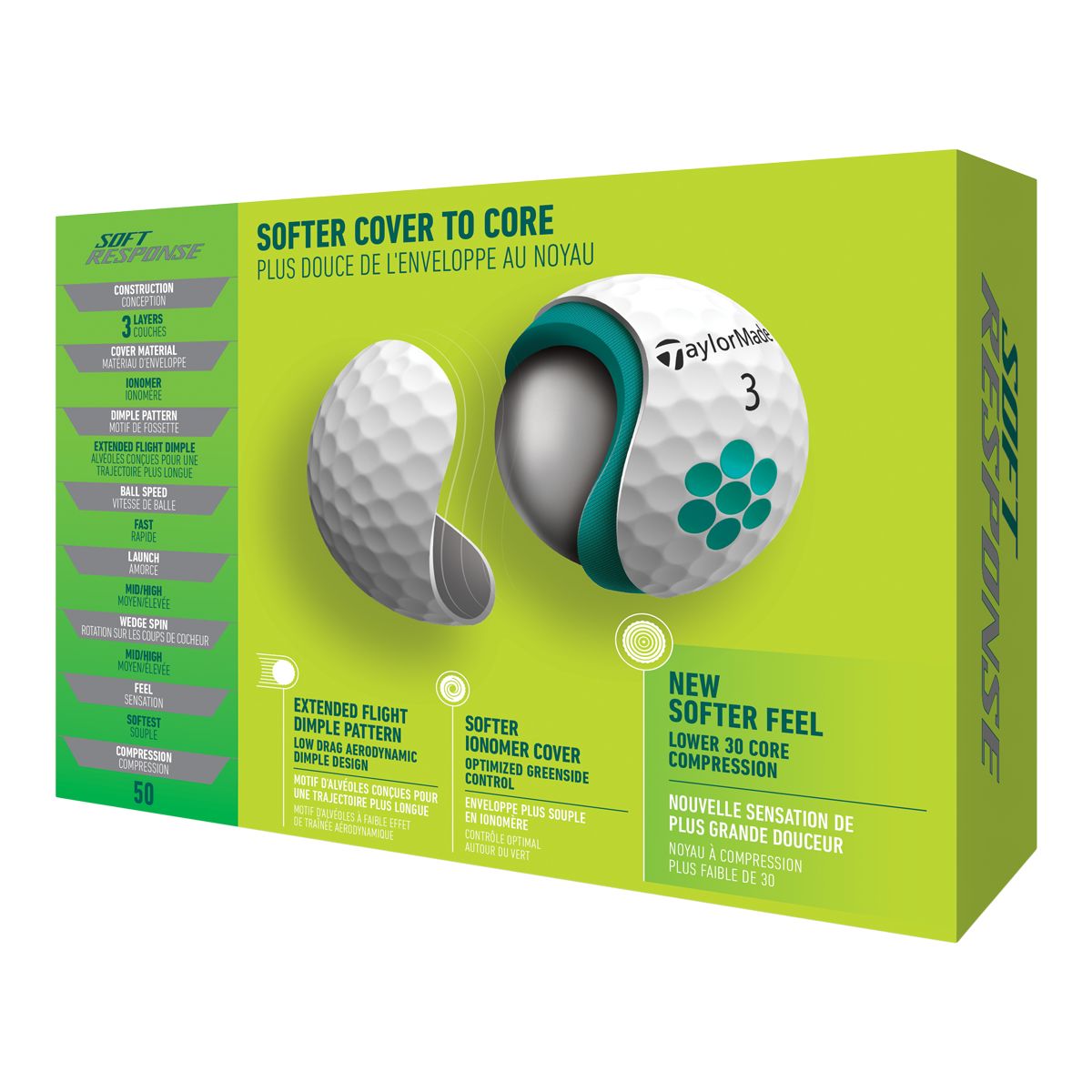 TaylorMade Soft Response Golf Balls - 12pk Back_Angled_Right