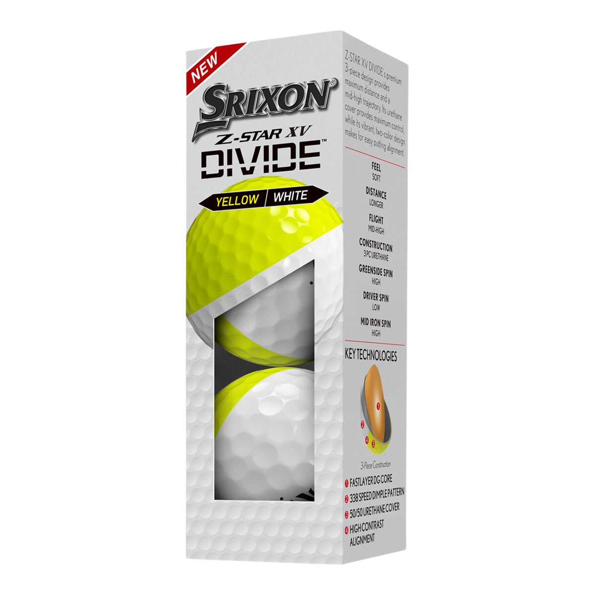 Srixon Men's Z-Star XV8 Divide Golf Balls - 12 Pack Front_Three_Fourths_Angled_Left