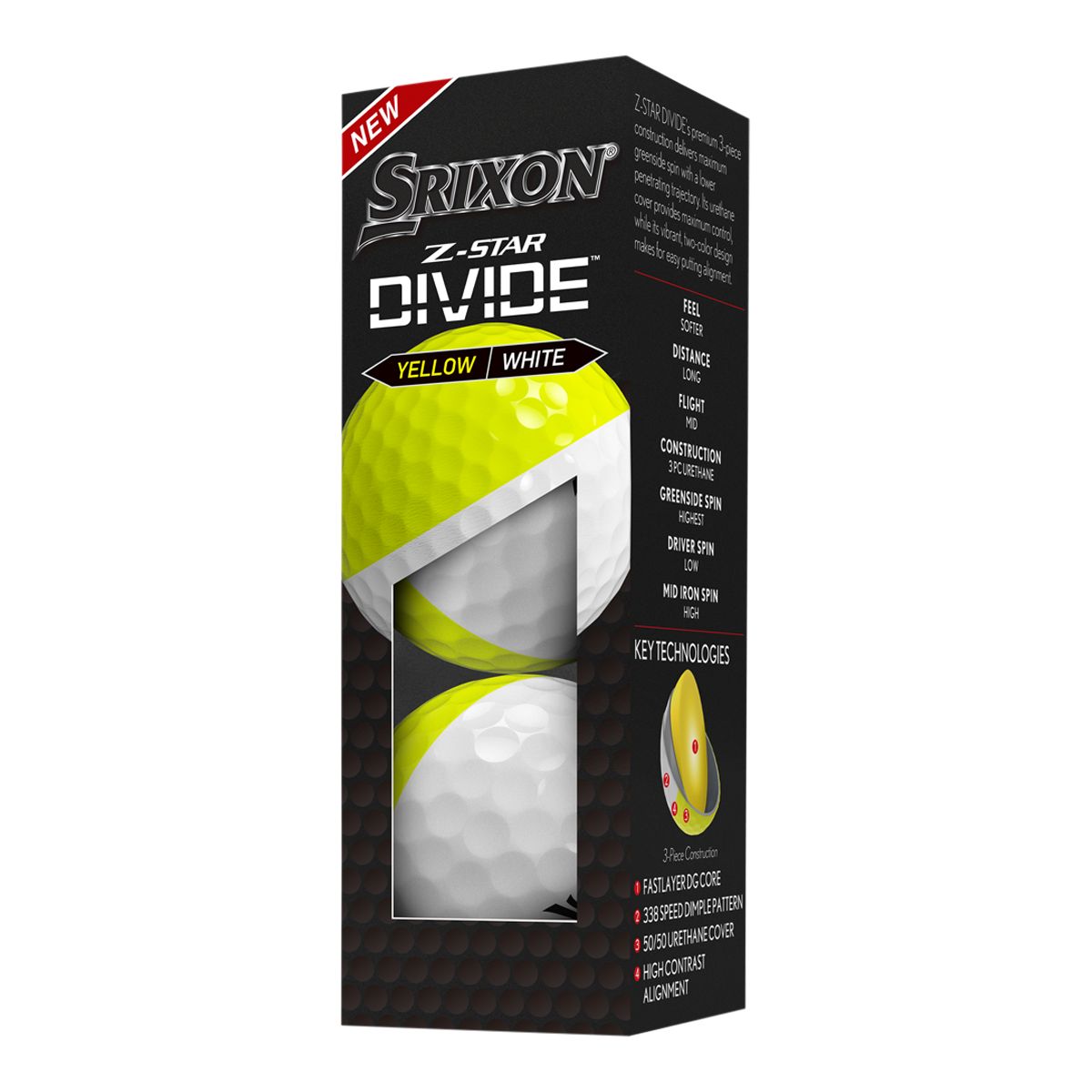 Srixon Men's Z-Star 8 Divide Golf Balls - 12 Pack Front_Three_Fourths_Angled_Left
