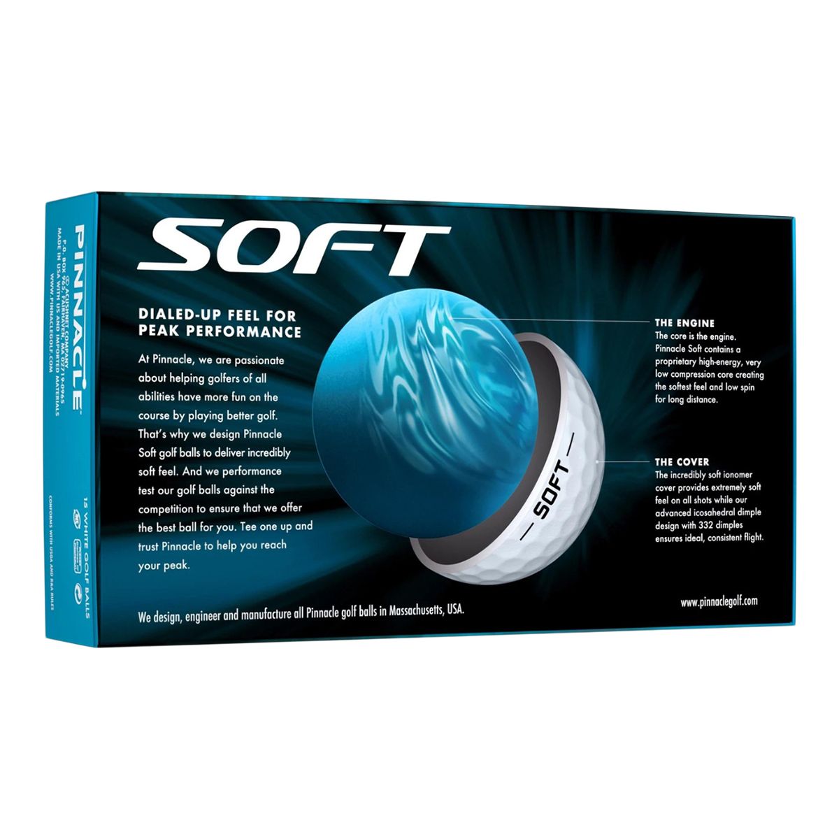 Pinnacle Men's Soft Golf Ball - 15 Pack Back_Angled_Left