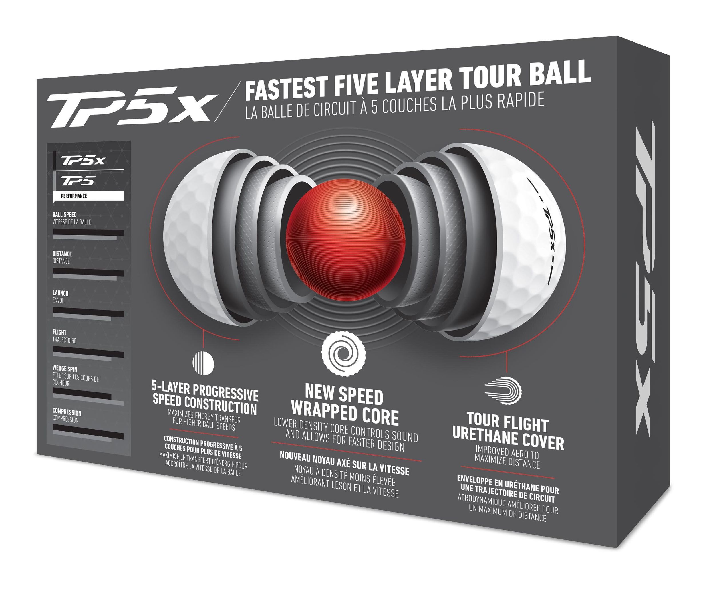 TaylorMade TP5X Golf Balls, 12 Pack Back_Angled_Right