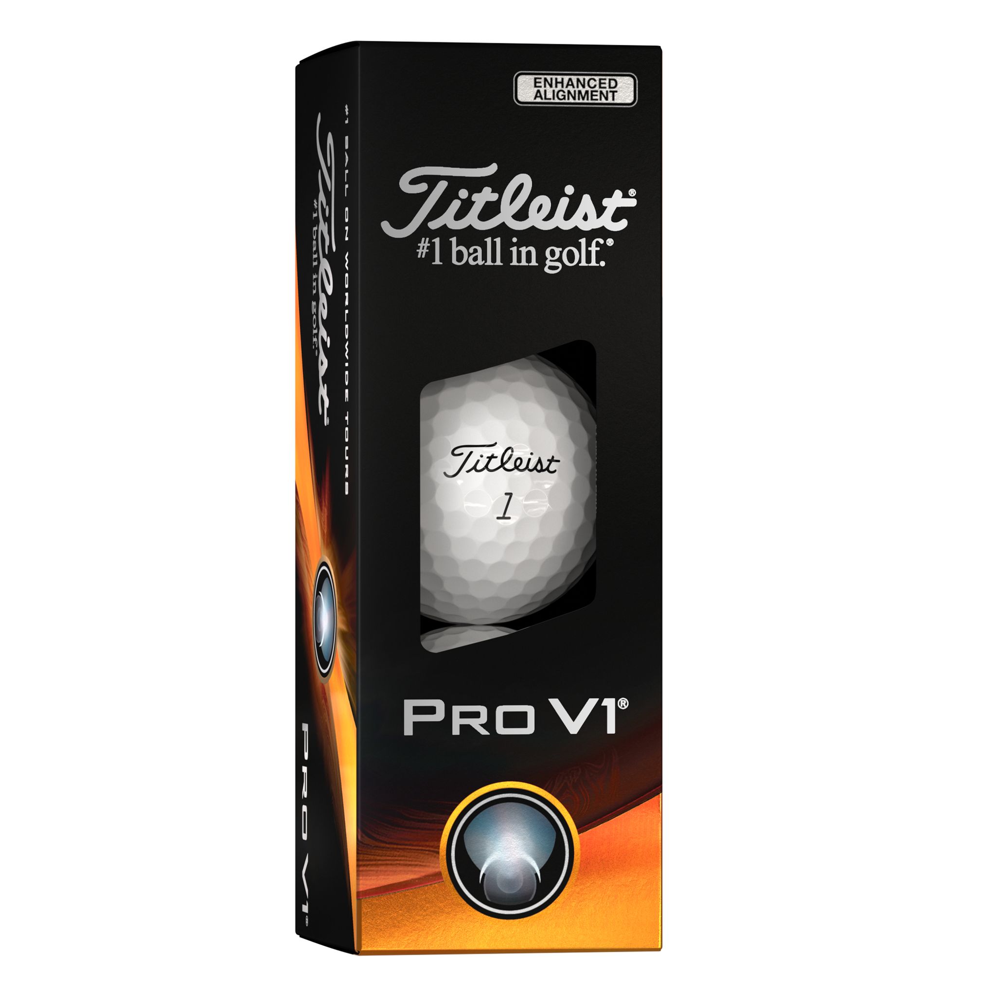 Titleist Previous Gen Pro V1 Enhanced Alignment Men's Golf Balls Front_Angled_Right