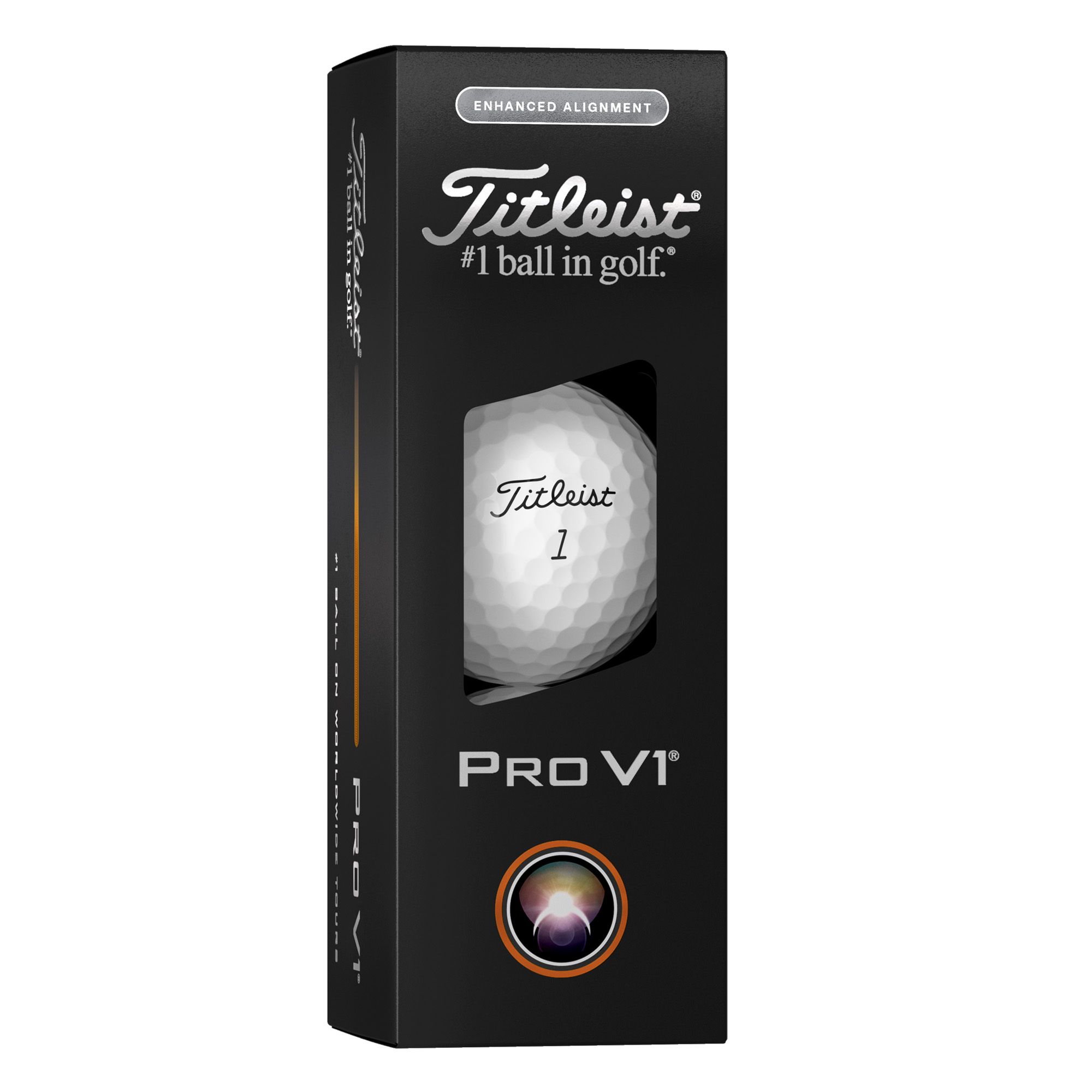Titleist Pro V1 Enhanced Alignment Golf Balls - 12 Pack Front_Angled_Right