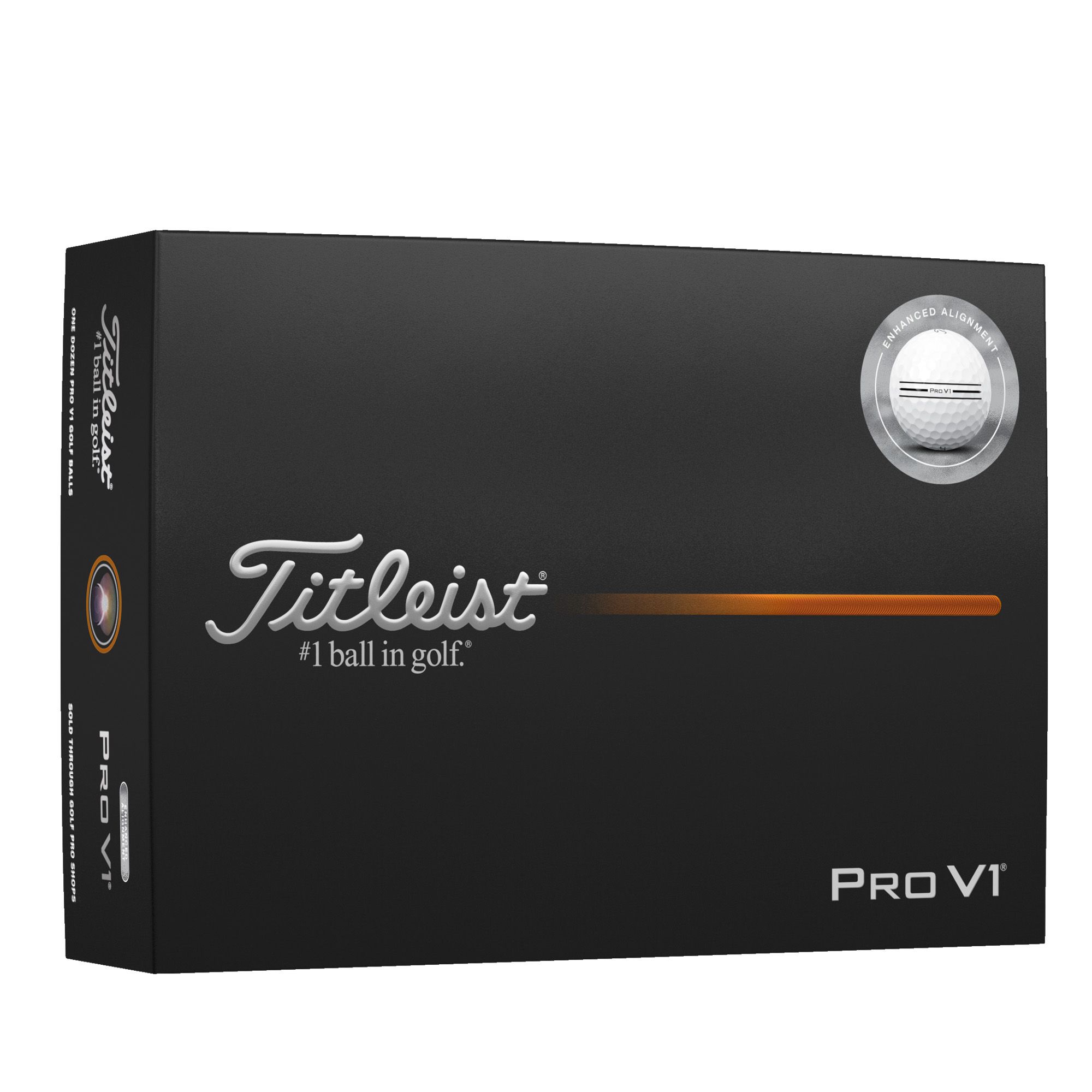 Titleist Pro V1 Enhanced Alignment Golf Balls - 12 Pack Front_Angled_Right