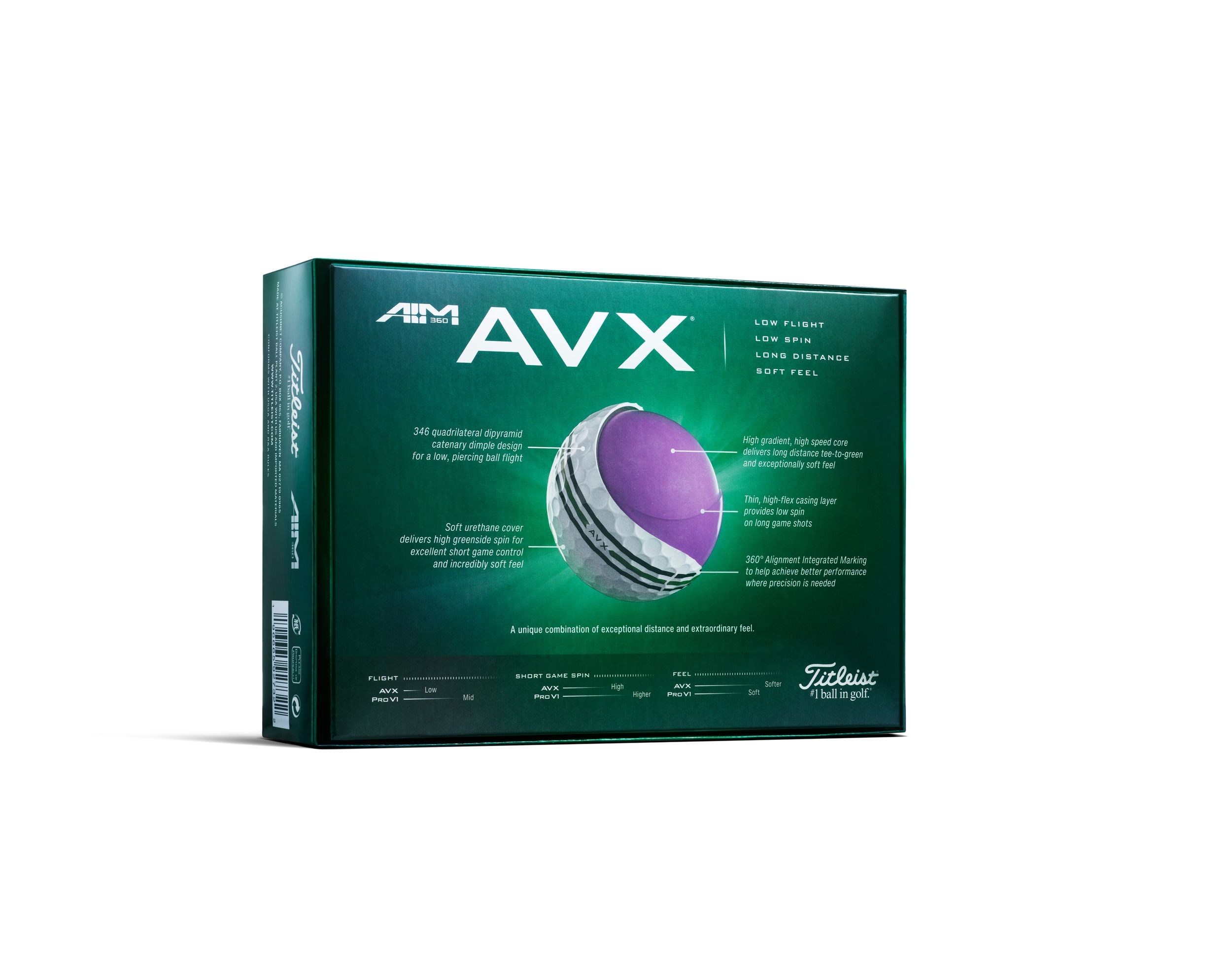Titleist AVX Men's Golf Balls - 12pk Back_Angled_Left