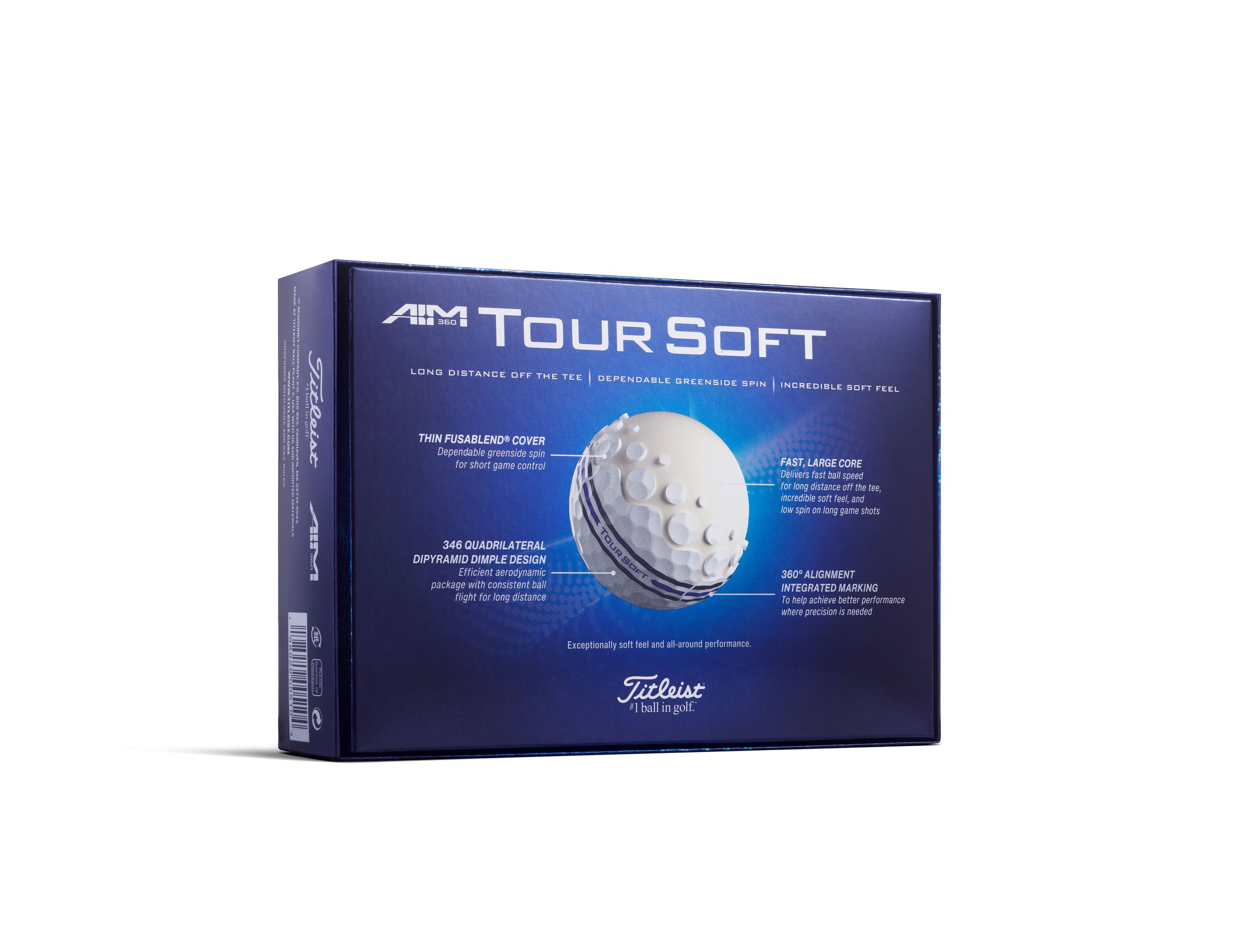 Titleist Tour Soft Men's Golf Balls - 12pk Back_Angled_Left